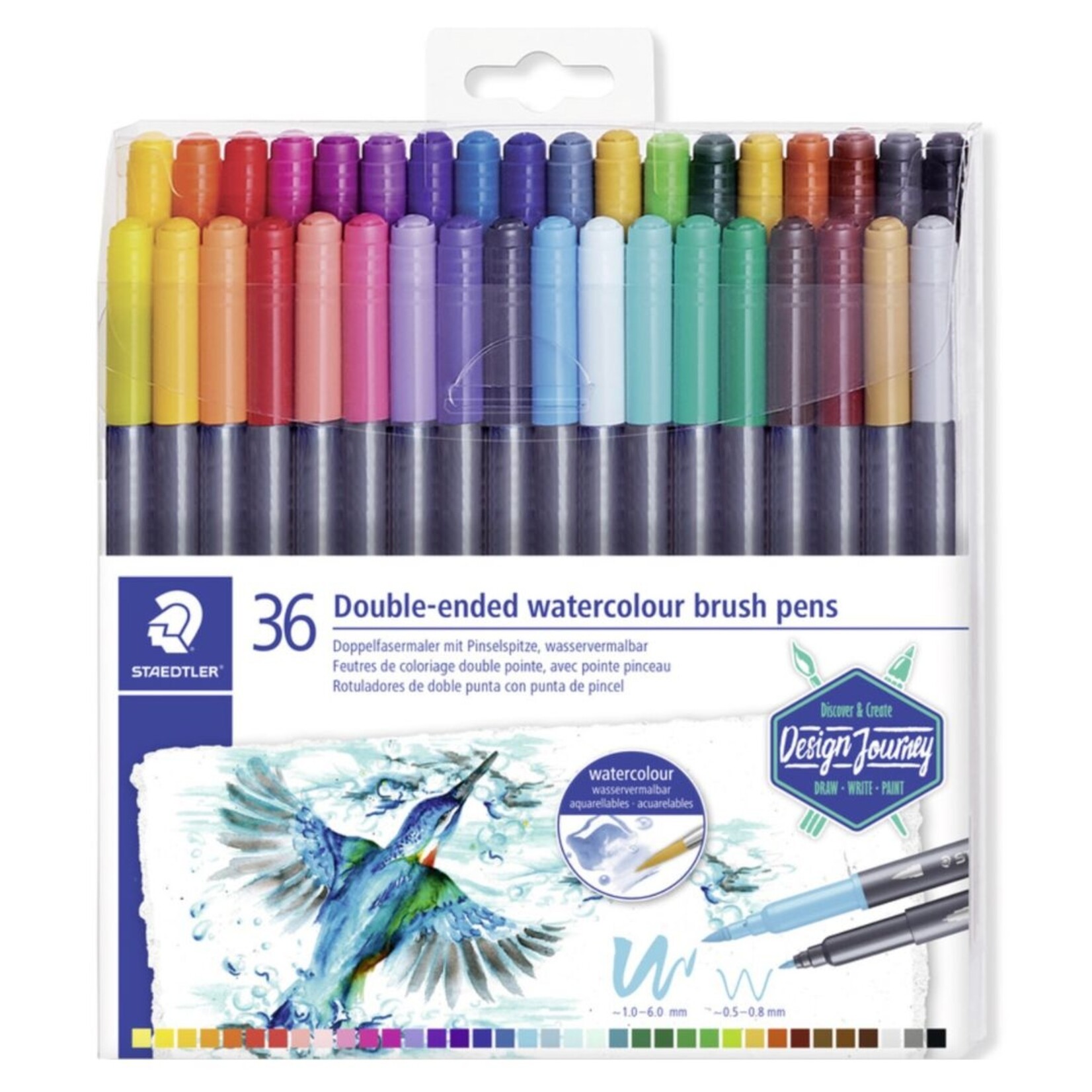 STAEDTLER DOUBLE ENDED WATERCOLOUR BRUSH PENS 36/SET