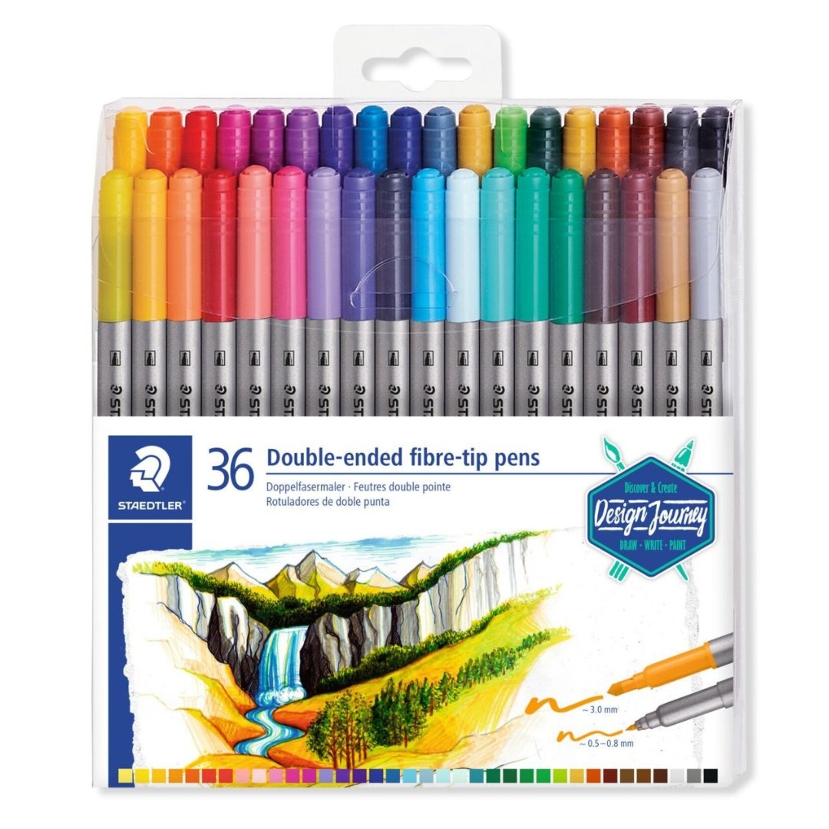 STAEDTLER FIBRE TWIN TIP MARKER SET/36