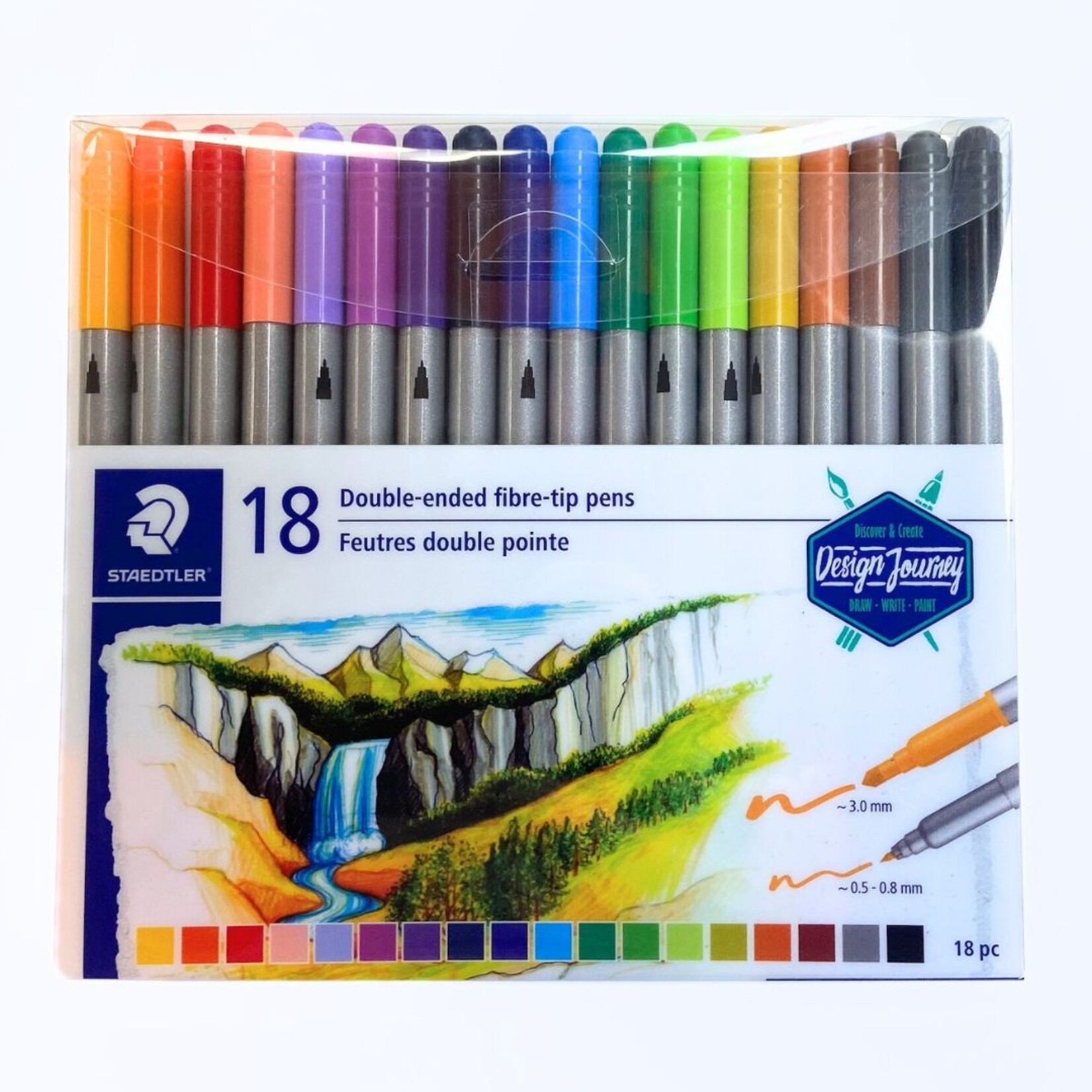 STAEDTLER FIBRE TWIN TIP MARKER SET/18