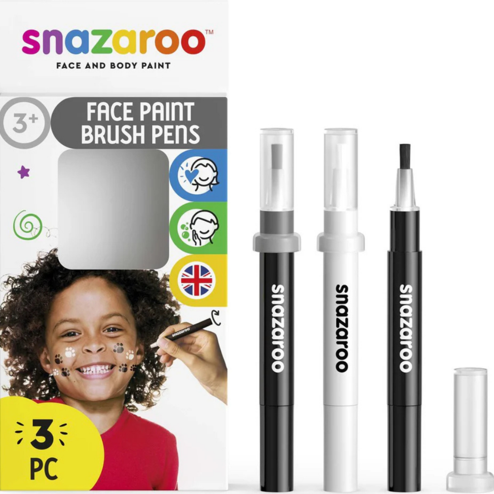 SNAZAROO FACE PAINT BRUSH PEN 3/PCS MONOCHROME
