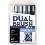 TOMBOW TOMBOW DUAL BRUSH MARKER PEN SET/10 GREYSCALE