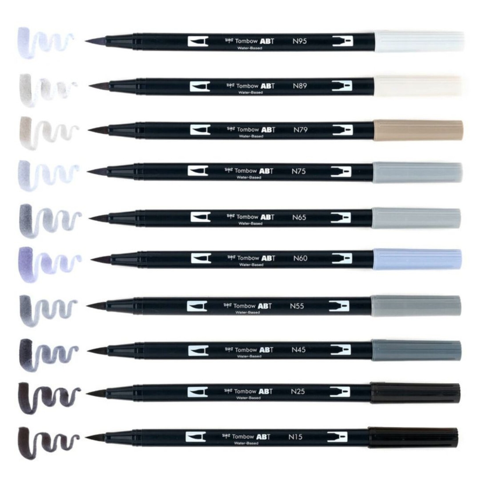 TOMBOW TOMBOW DUAL BRUSH MARKER PEN SET/10 GREYSCALE
