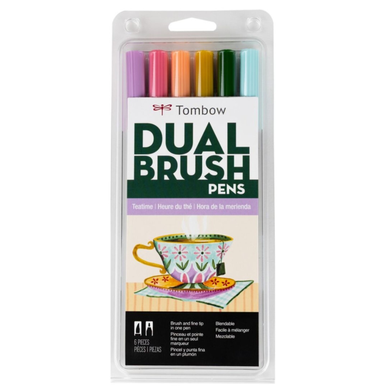 TOMBOW TOMBOW DUAL BRUSH MARKER PEN SET/6 TEATIME