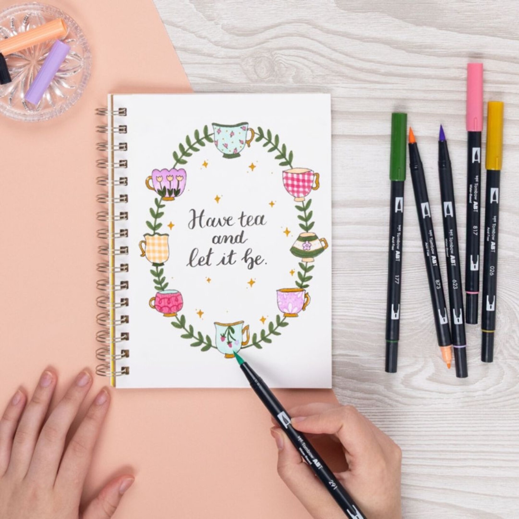 TOMBOW TOMBOW DUAL BRUSH MARKER PEN SET/6 TEATIME