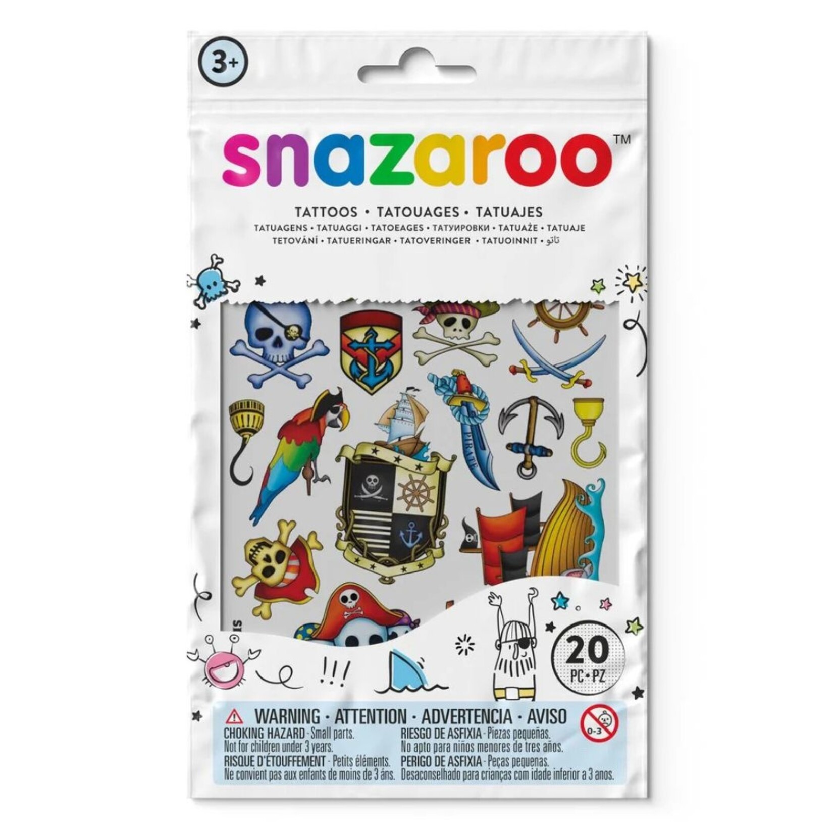 SNAZAROO TEMPORARY TATTOOS 20/PCS ADVENTURE