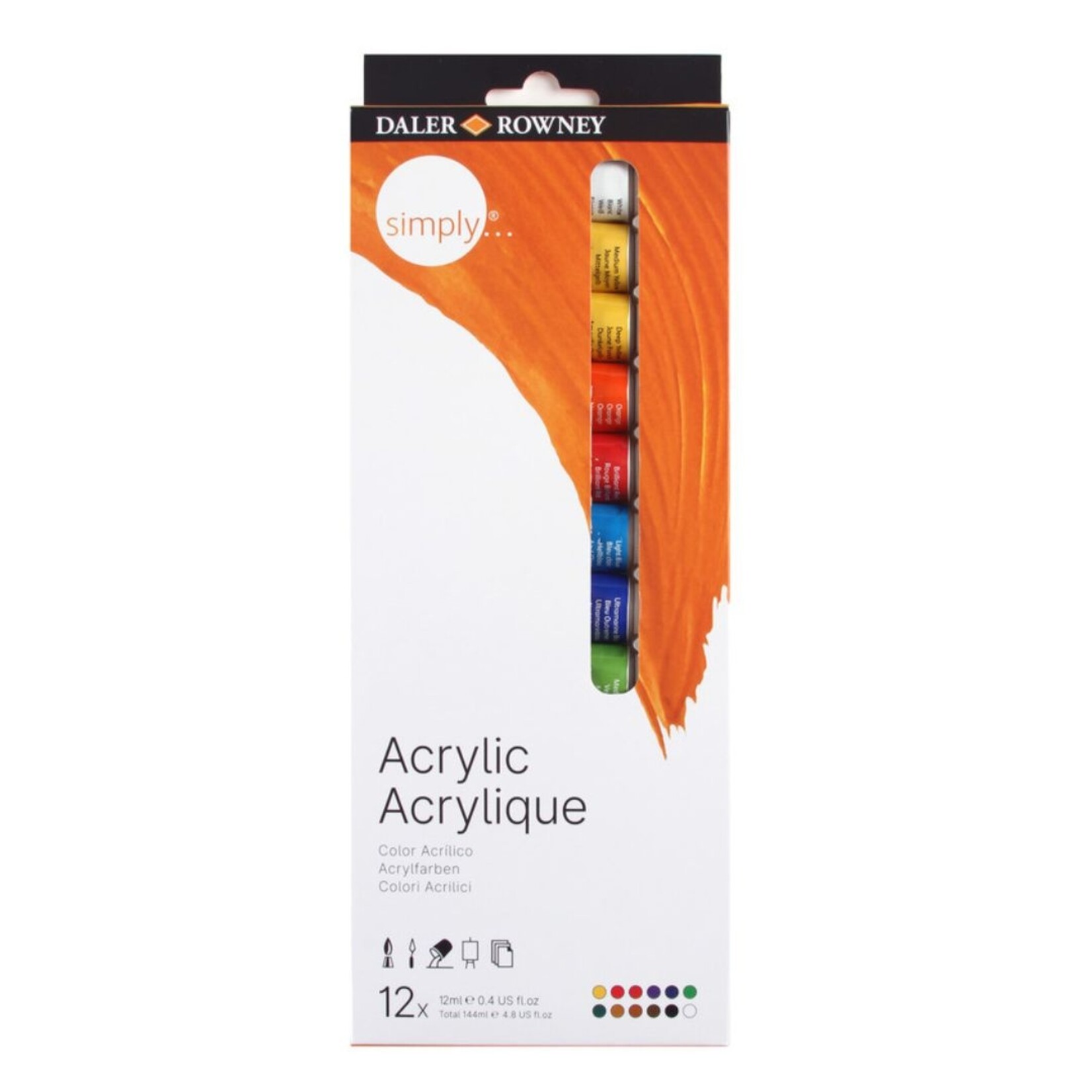 DALER ROWNEY SIMPLY ACRYLIC 12ML SET/12