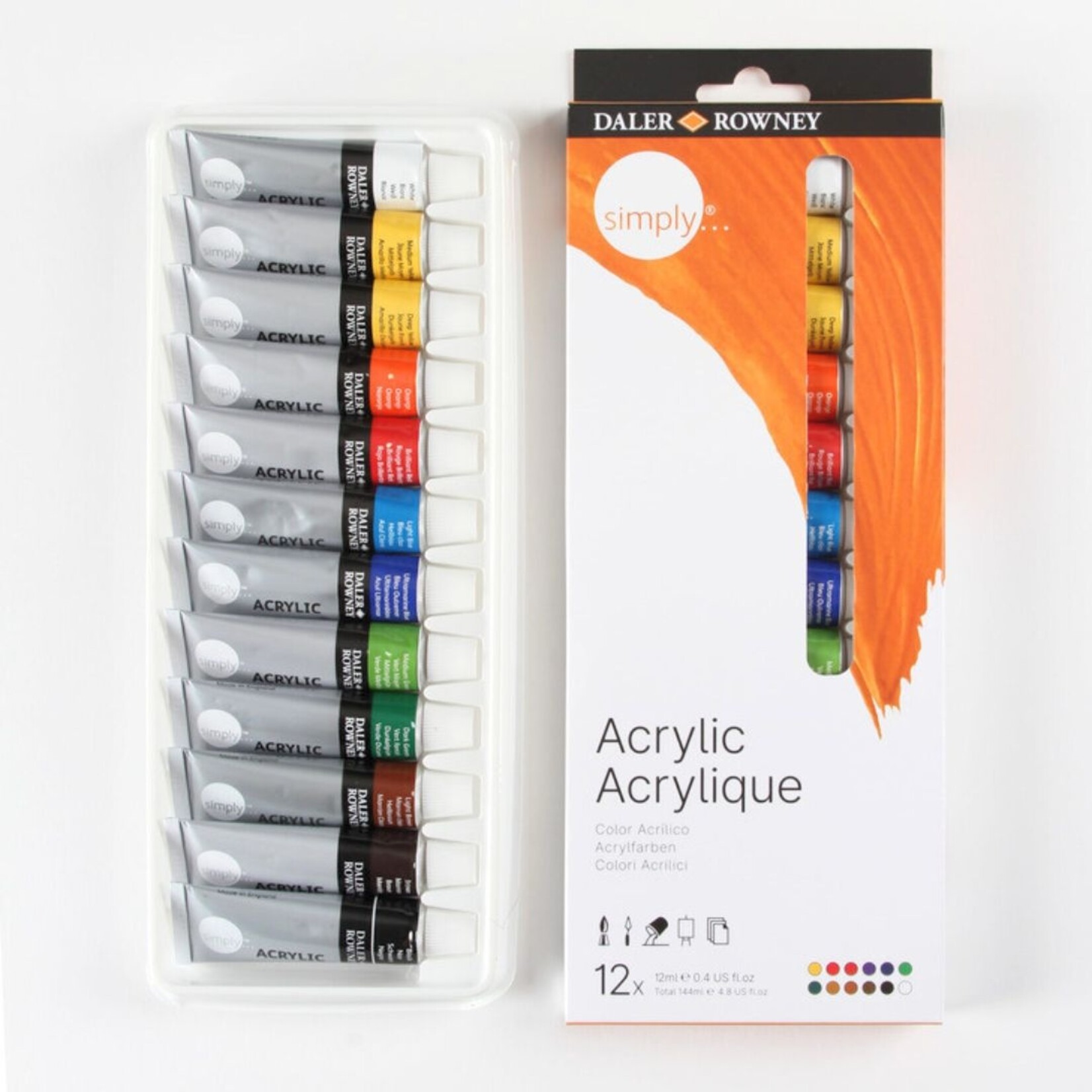 DALER ROWNEY SIMPLY ACRYLIC 12ML SET/12