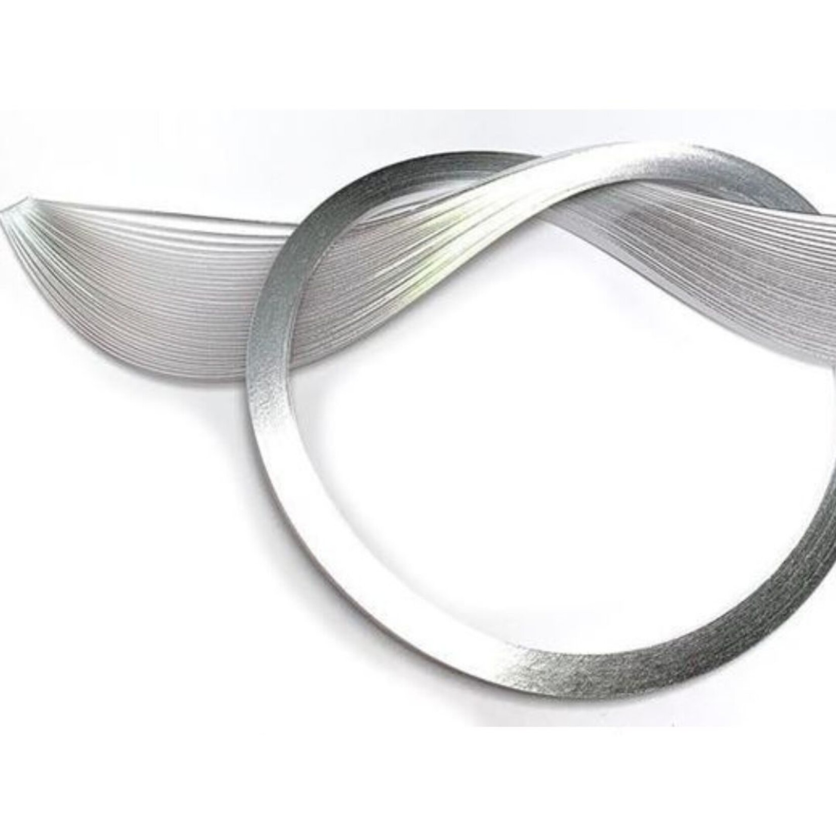 QUILLED CREATIONS METALLIC EDGE PAPER 1/8" SILVER ON BRIGHT WHITE