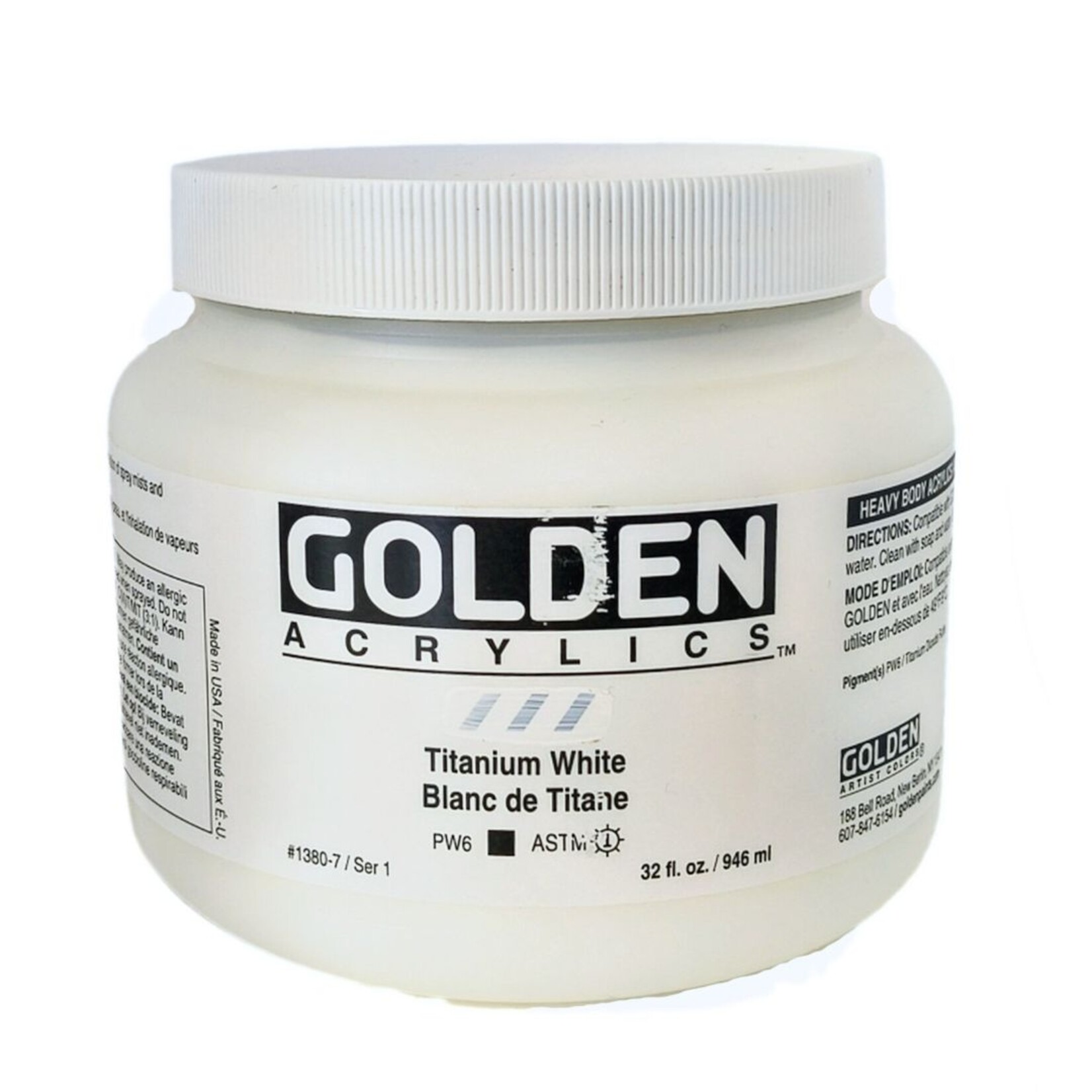 GOLDEN GOLDEN HEAVY BODY ACRYLIC 32OZ TITANIUM WHITE