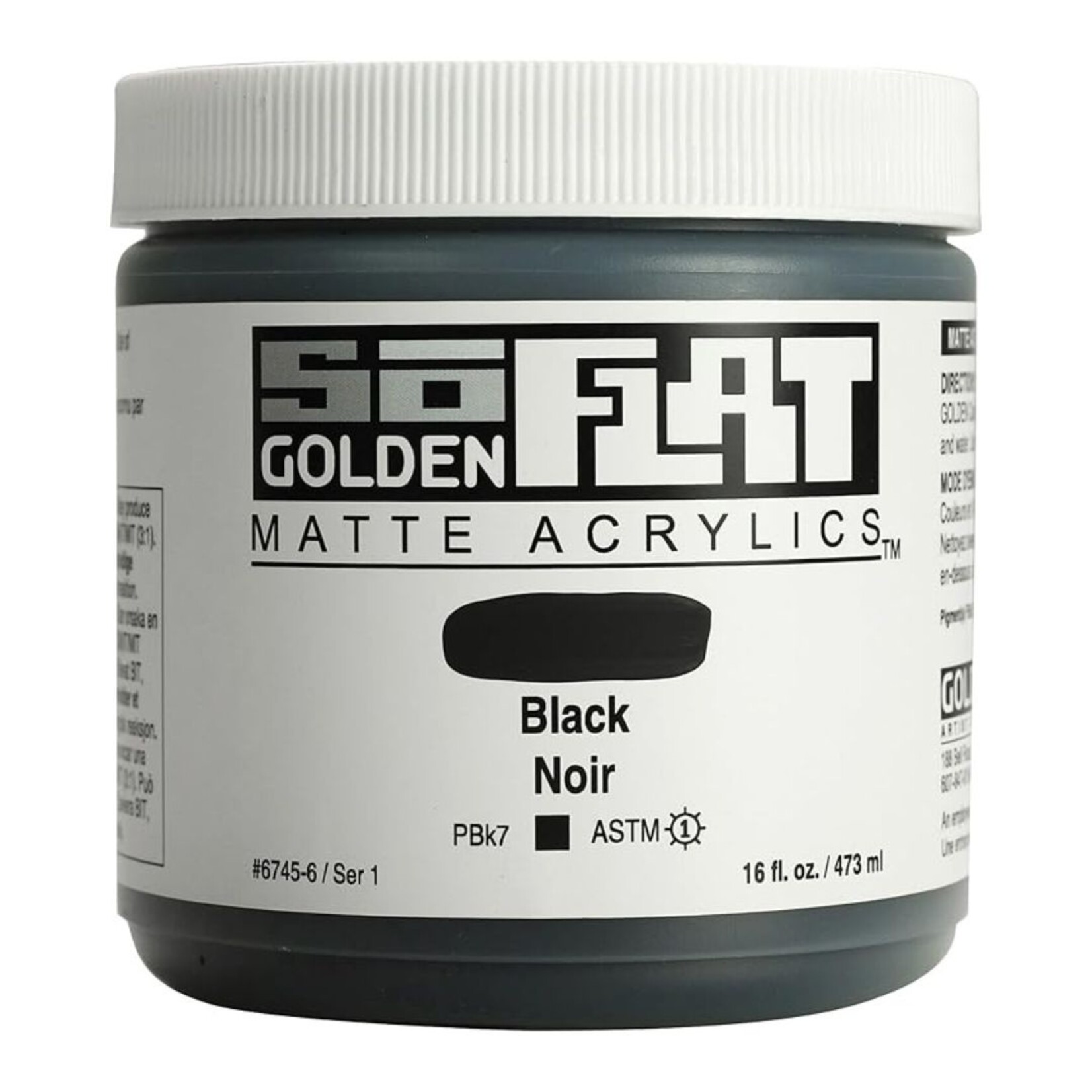 GOLDEN GOLDEN SO FLAT MATTE ACRYLIC 16OZ BLACK