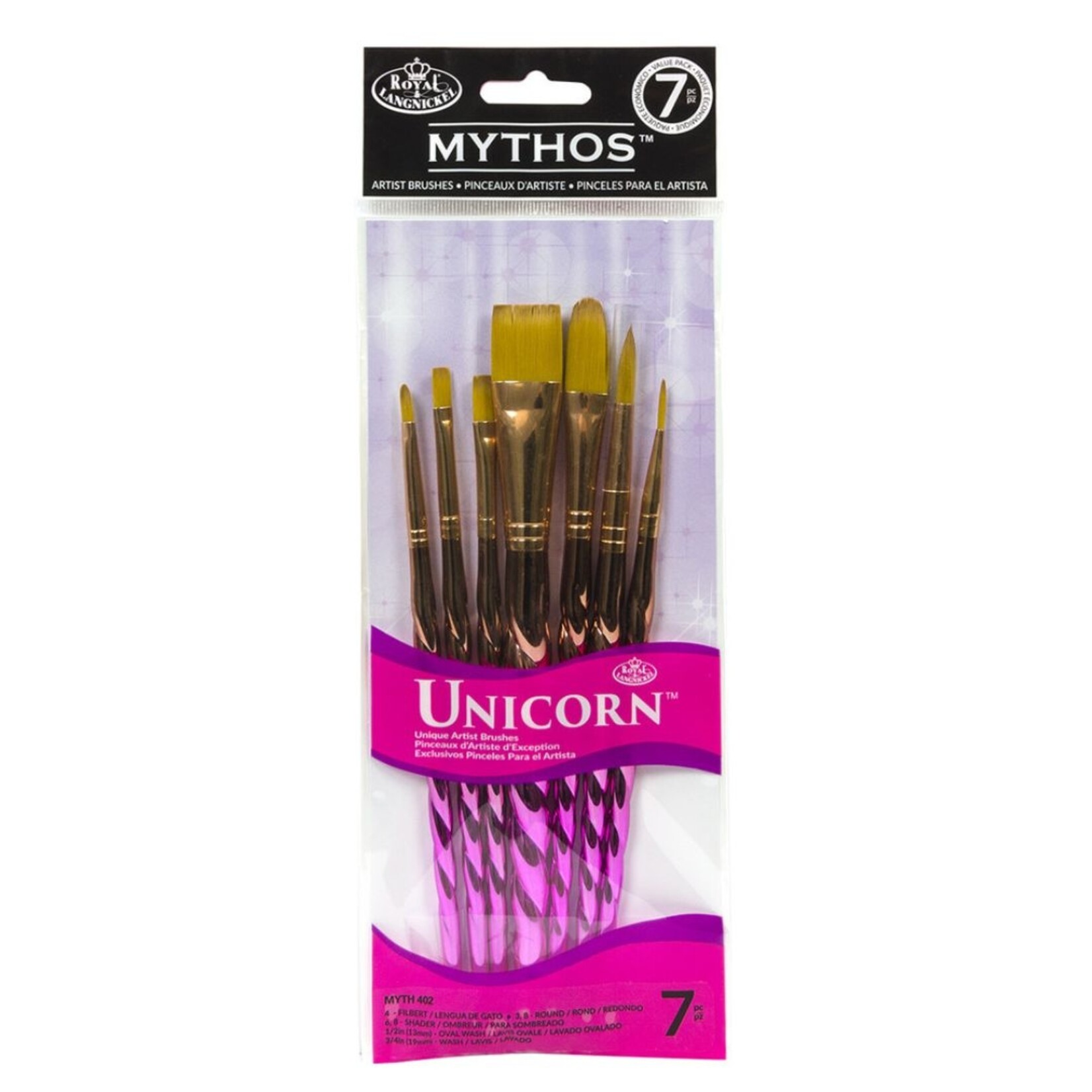 MYTHOS UNICORN BRUSH SET FLAT WASH VARIETY 7PC