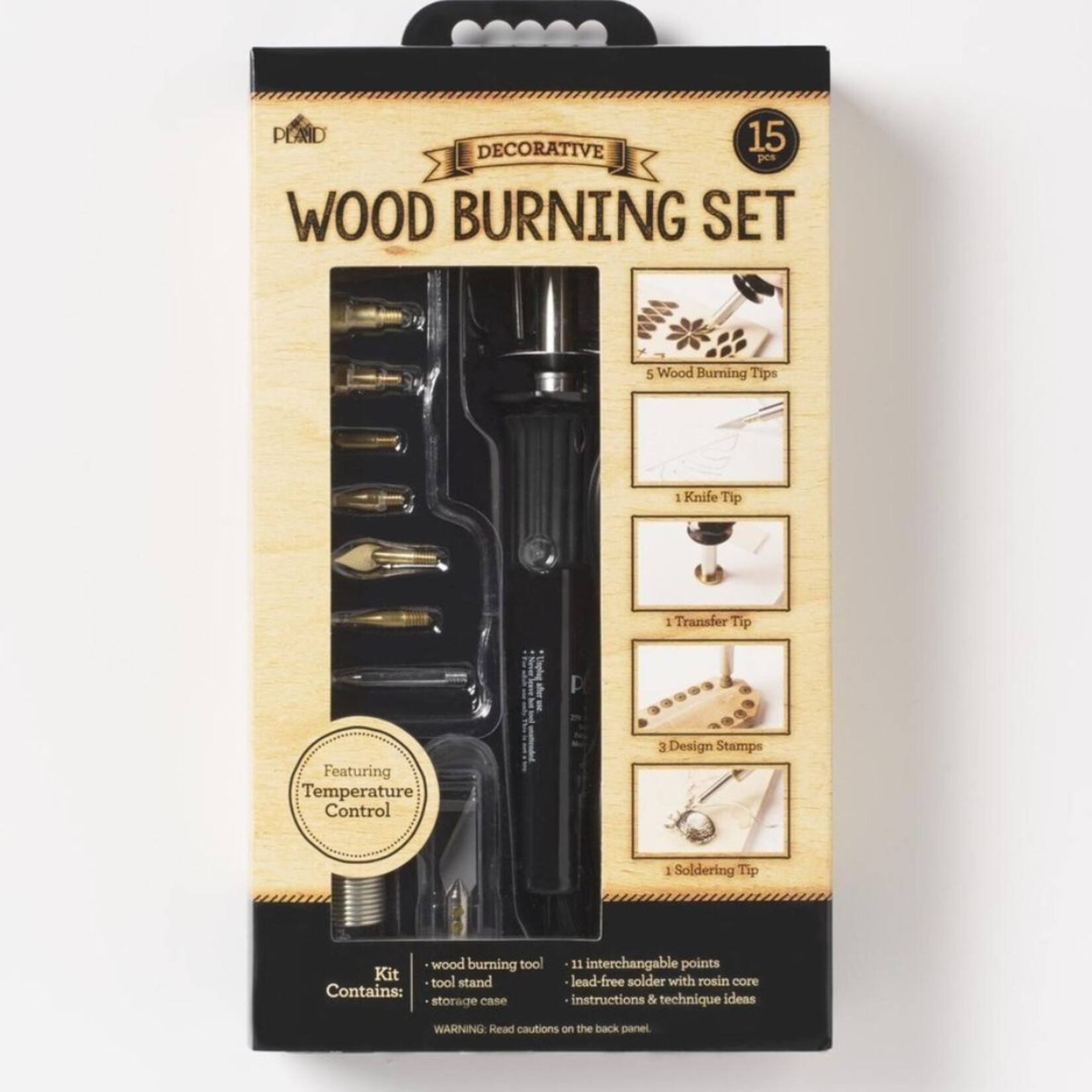 PLAID TEMPERATURE CONTROL WOOD BURNING SET/15
