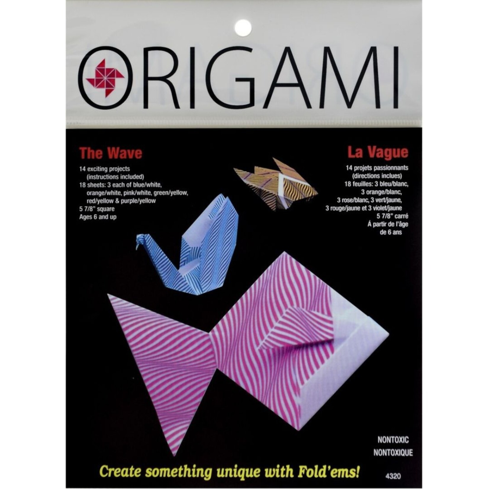 YASUTOMO YASUTOMO ORIGAMI PAPER 5 7/8" ASSORTED WAVE 18/PK