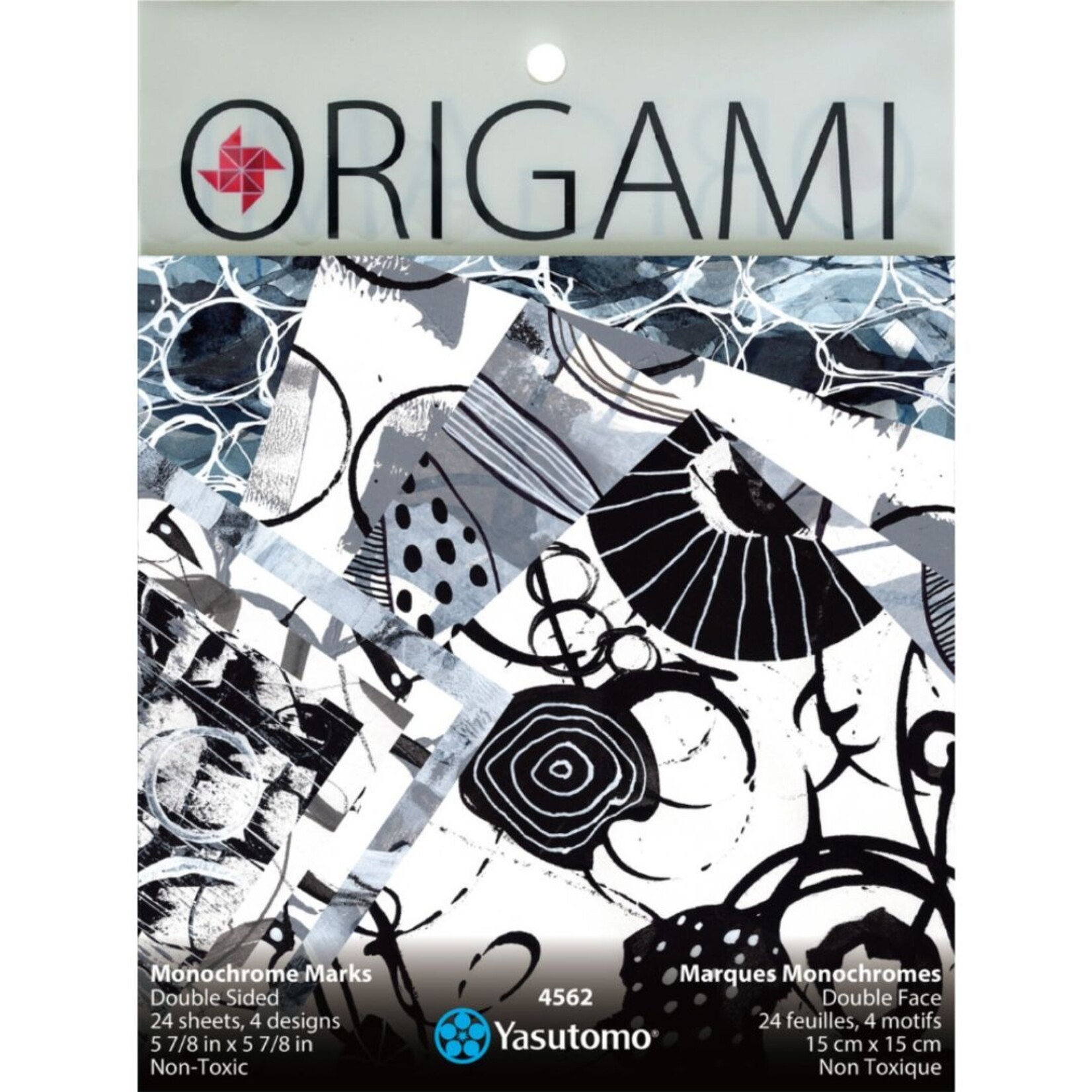 YASUTOMO YASUTOMO ORIGAMI PAPER 5 7/8" ASSORTED MONOCHROME MARKS 24/PK