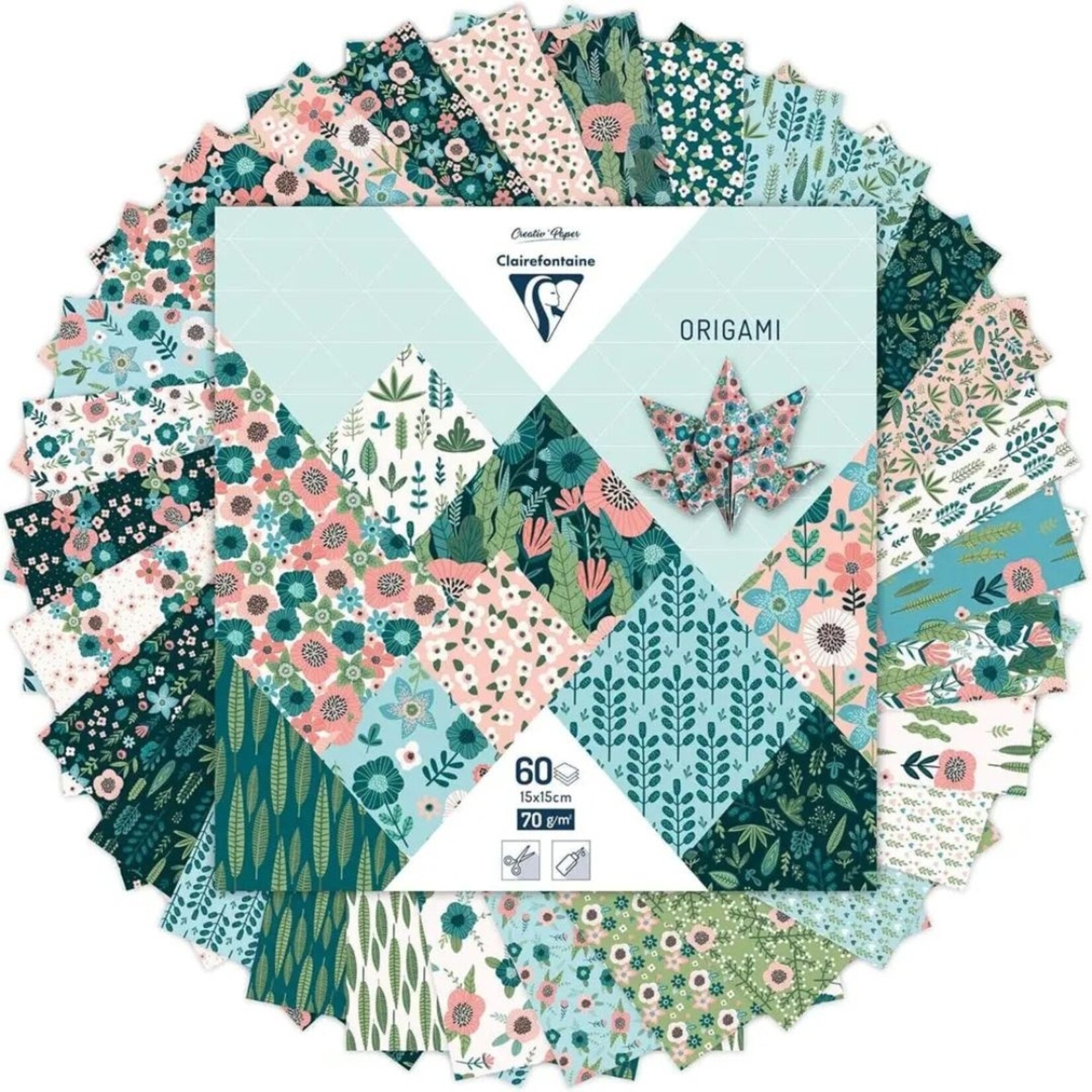 CLAIREFONTAINE ORIGAMI PAPER 5.9" HERBARIUM 60/SHTS