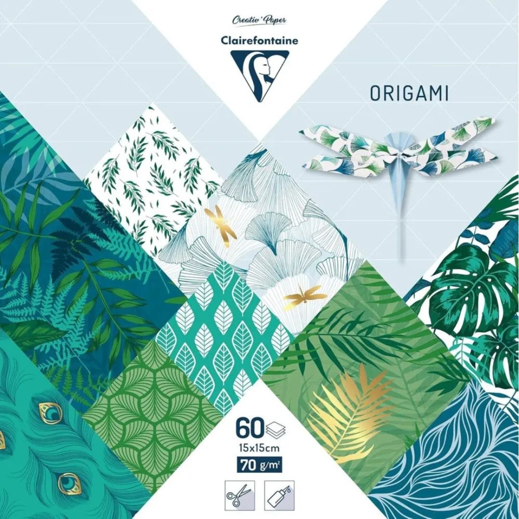 CLAIREFONTAINE ORIGAMI PAPER 5.9" VEGETAL CHIC 60/SHTS