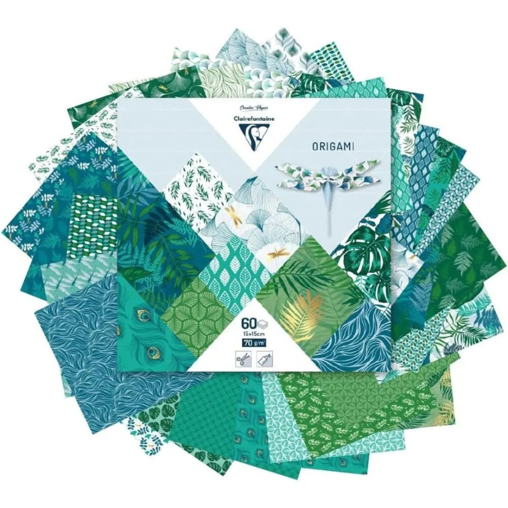CLAIREFONTAINE ORIGAMI PAPER 5.9" VEGETAL CHIC 60/SHTS