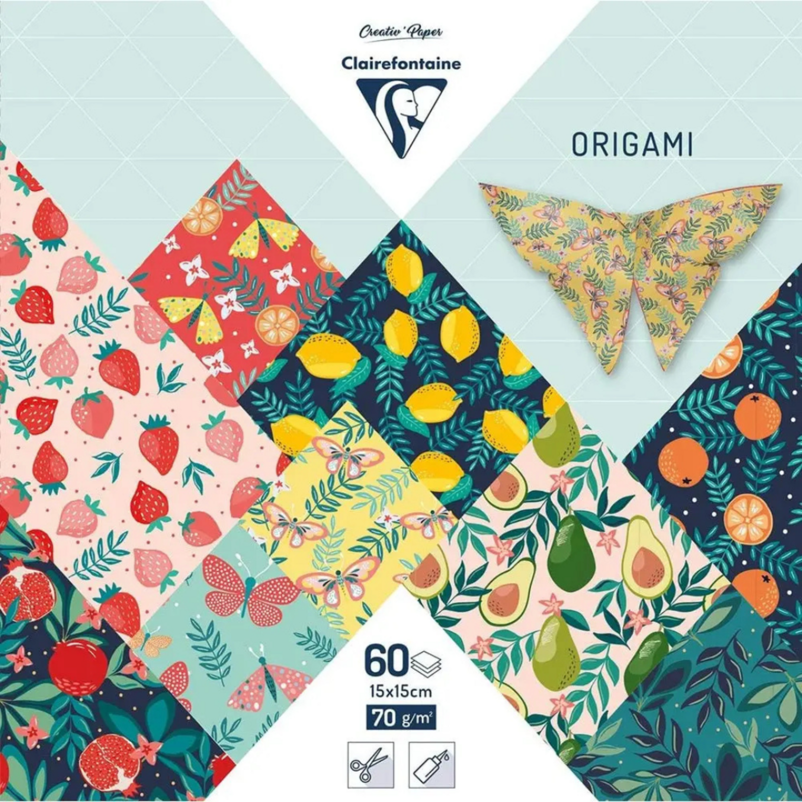 CLAIREFONTAINE ORIGAMI PAPER 5.9" FRUIT GARDEN 60/SHTS