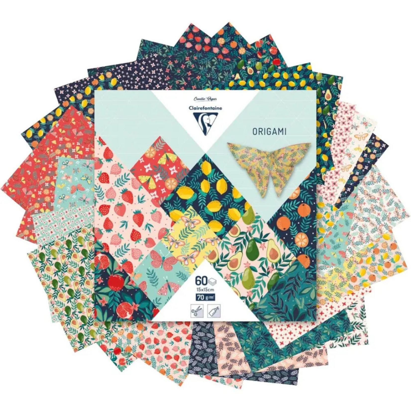 CLAIREFONTAINE ORIGAMI PAPER 5.9" FRUIT GARDEN 60/SHTS