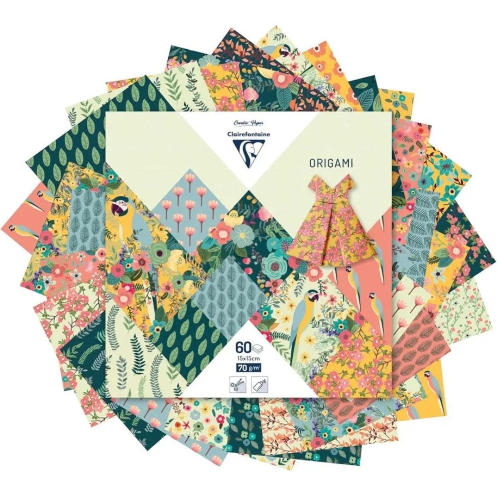 CLAIREFONTAINE ORIGAMI PAPER 5.9" KIRIBATI 60/SHTS