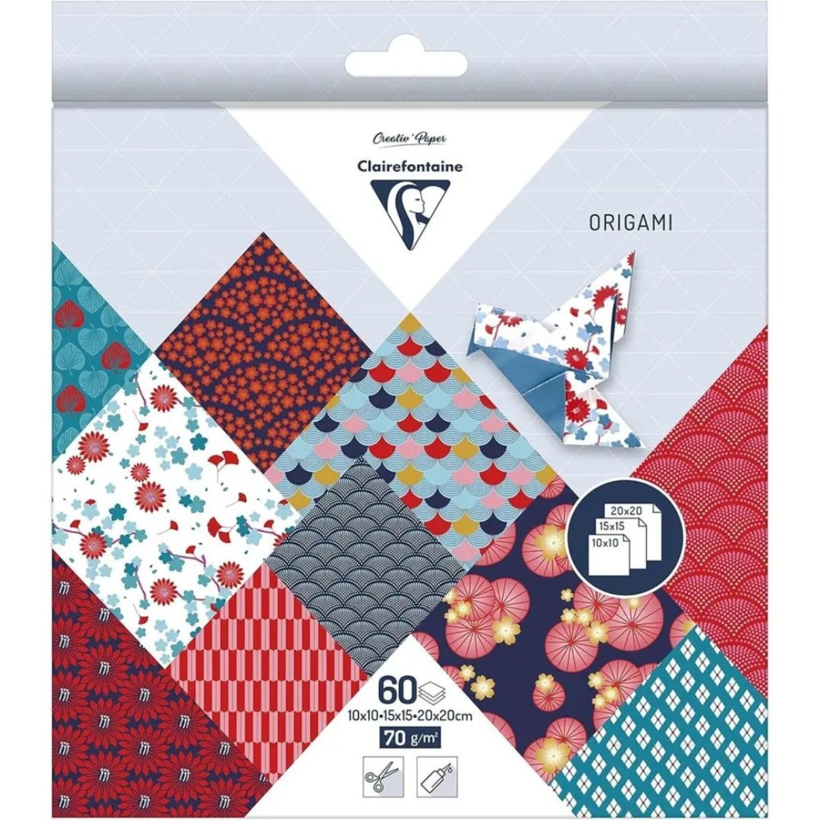 CLAIREFONTAINE ORIGAMI PAPERS ASSORTED SIZES HANAYO 60/SHTS