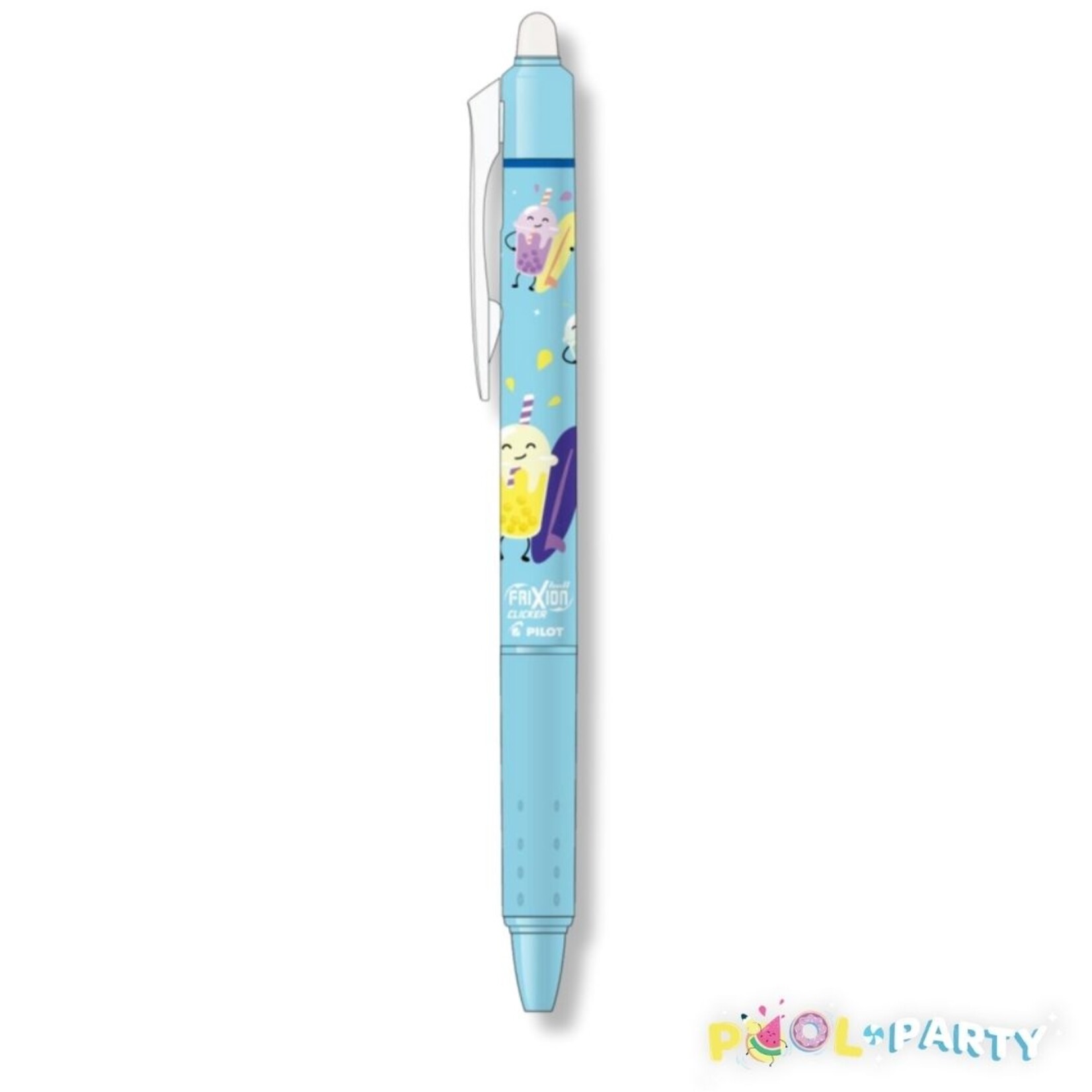 PILOT FRIXION BALL CLICKER GEL INK PEN 0.7MM BUBBLE TEA BLUE