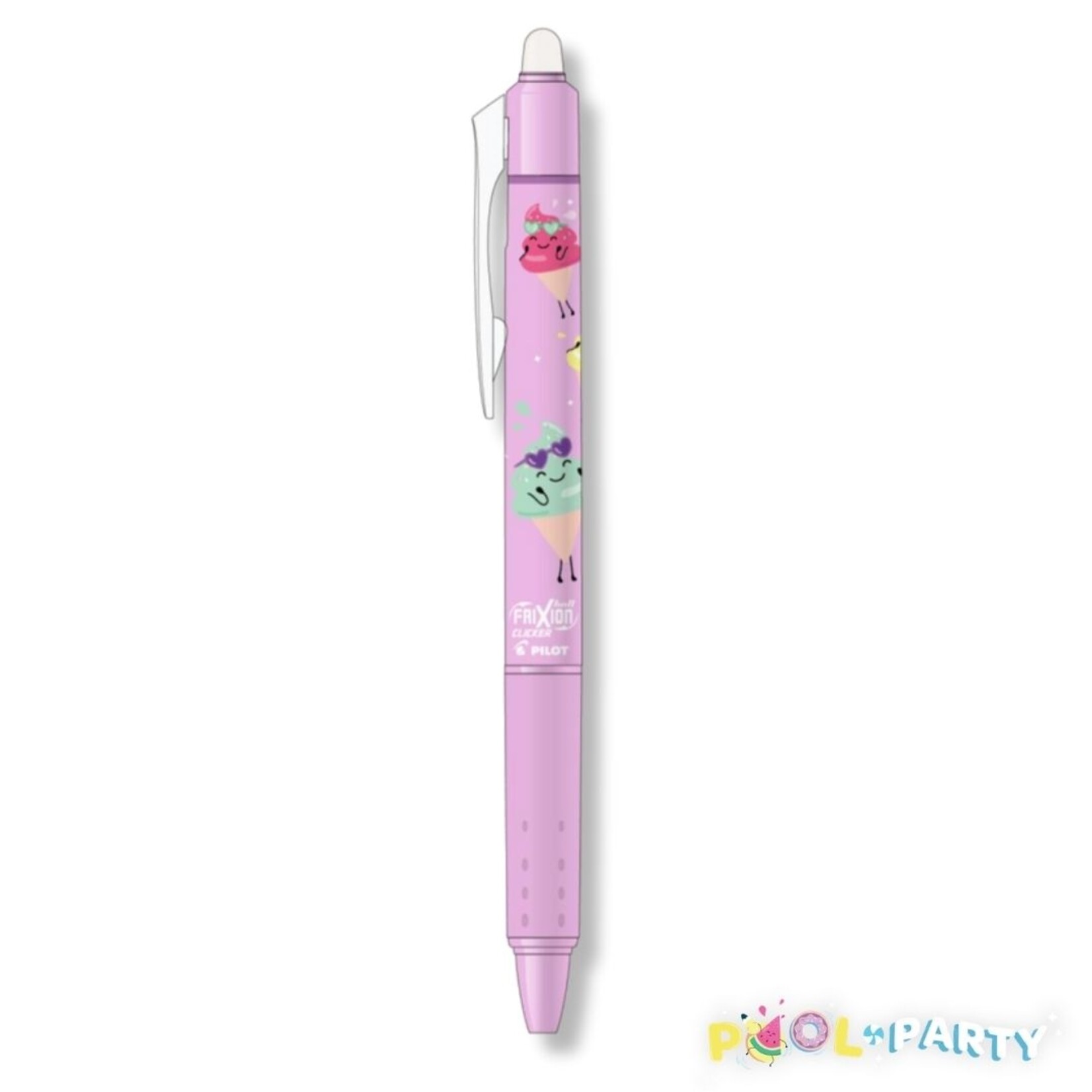 PILOT FRIXION BALL CLICKER GEL INK PEN 0.7MM ICE CREAM PURPLE