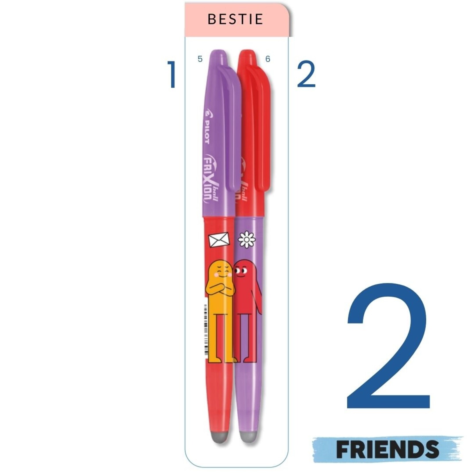 PILOT FRIXION BALL GEL INK PEN 0.7MM BEST FRIENDS FLOWERS RED CAP