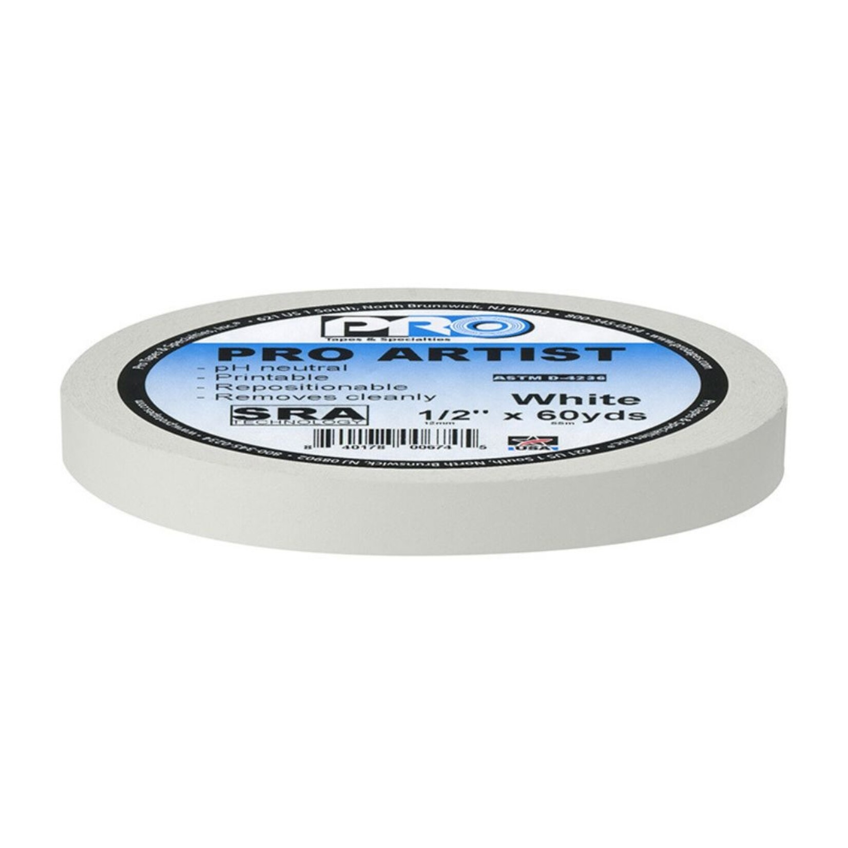 PRO ARTIST TAPE WHITE 60YDS 1/2"