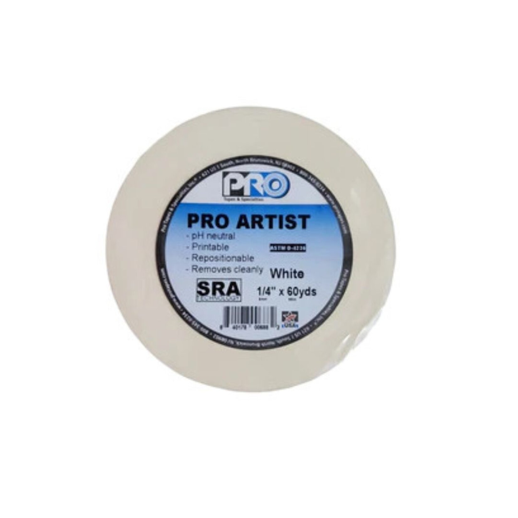 PRO ARTIST TAPE WHITE 60YDS 1/4"