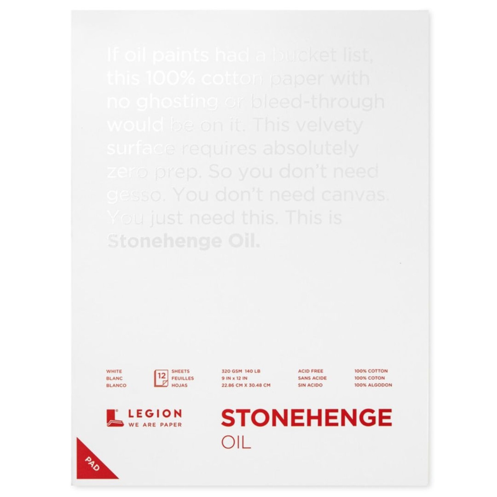 STONEHENGE OIL PAPER PAD 140LB 12X16" 12/SHTS