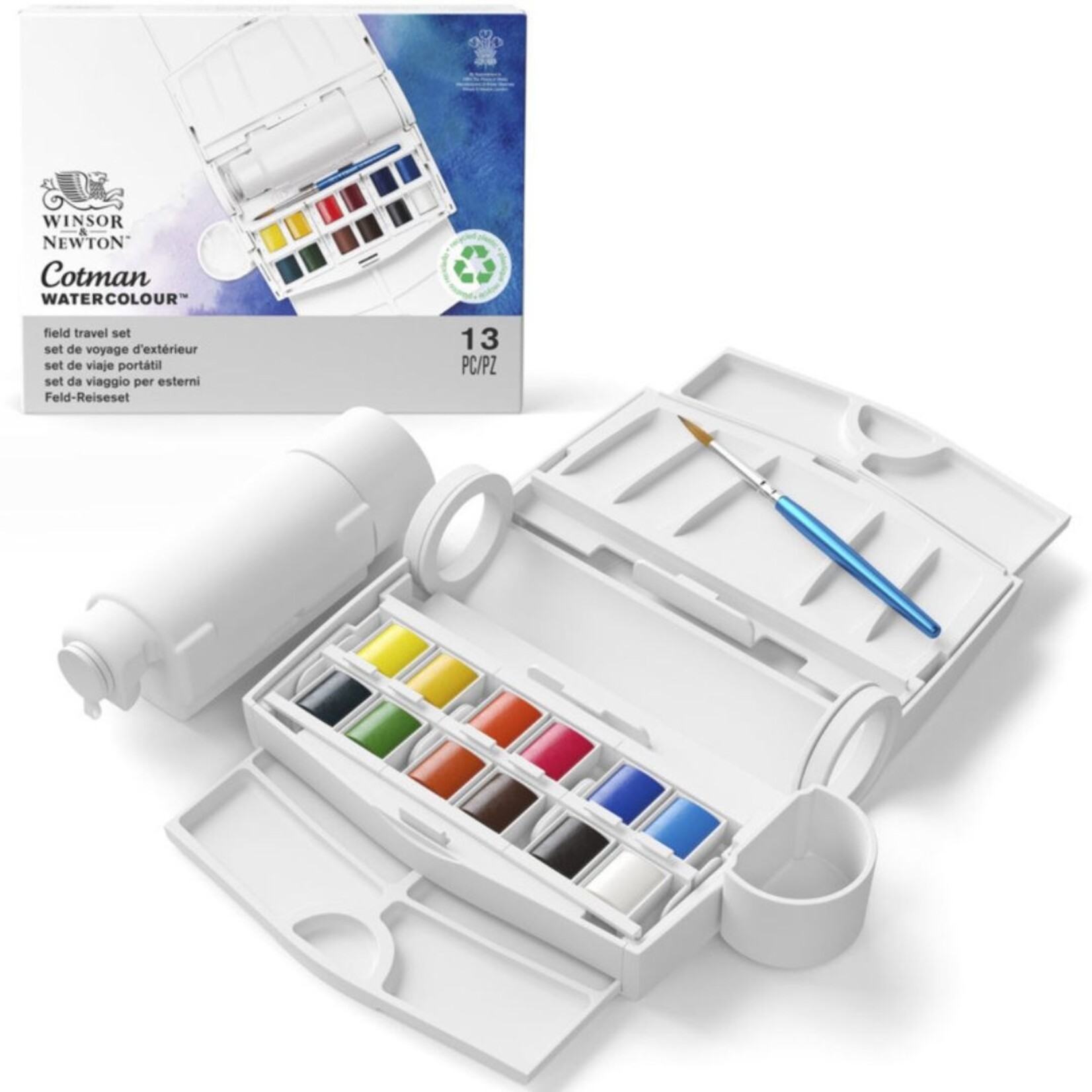 COTMAN WATERCOLOUR FIELD TRAVEL HALF PAN SET/13