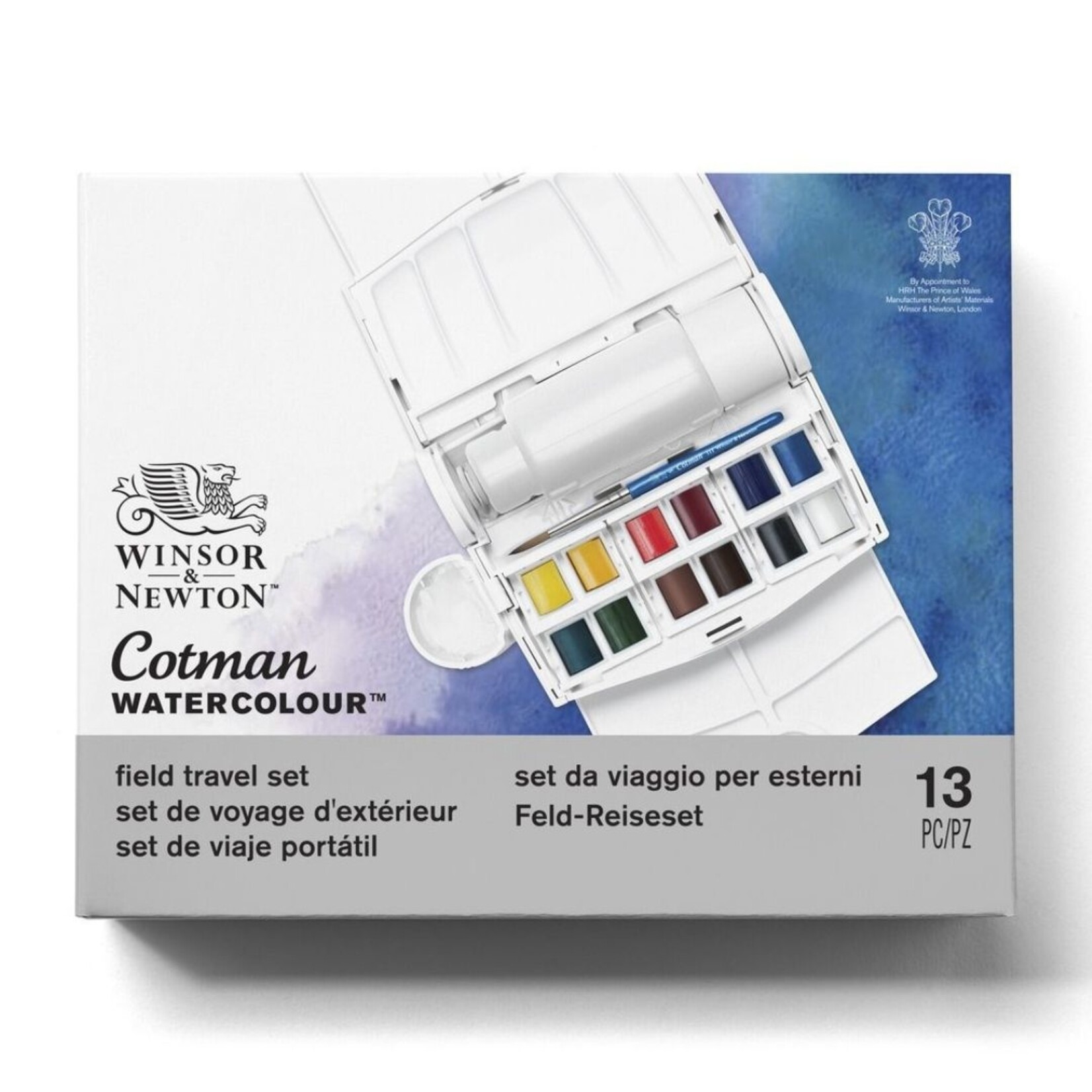 COTMAN WATERCOLOUR FIELD TRAVEL HALF PAN SET/13