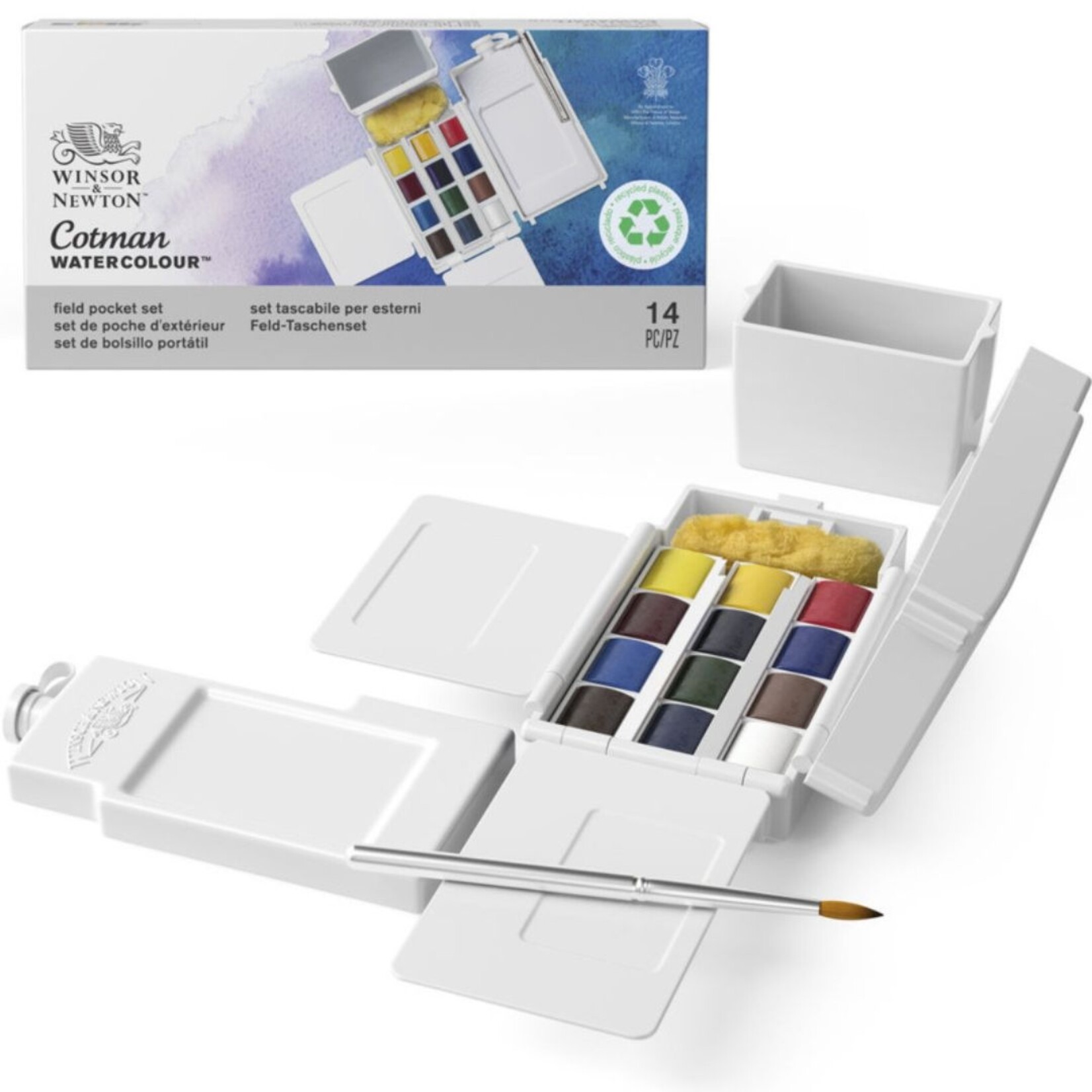 WINSOR NEWTON COTMAN WATERCOLOUR FIELD TRAVEL HALF PAN SET/14