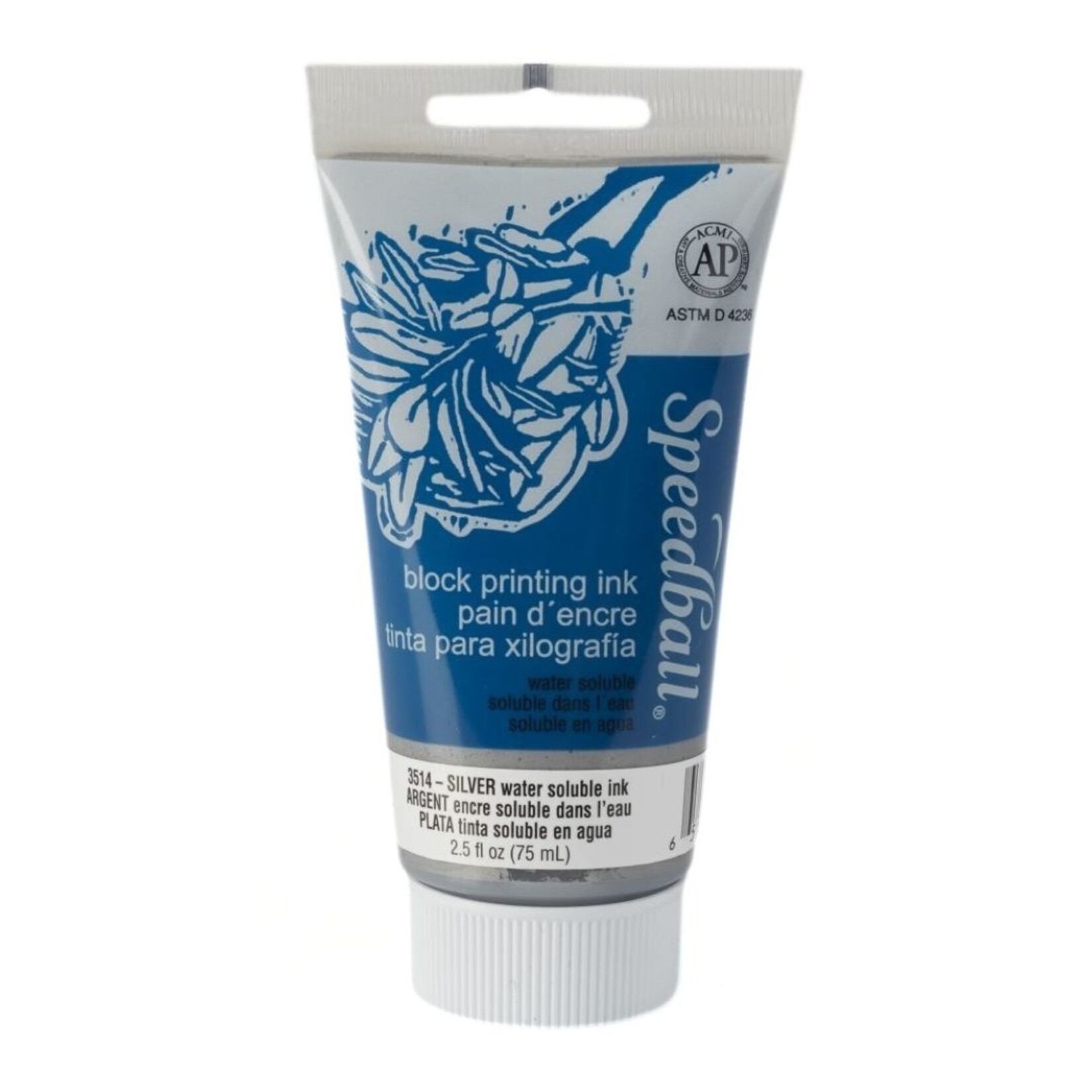 SPEEDBALL BLOCK PRINTING INK WATER SOLUBLE 2.5OZ SILVER
