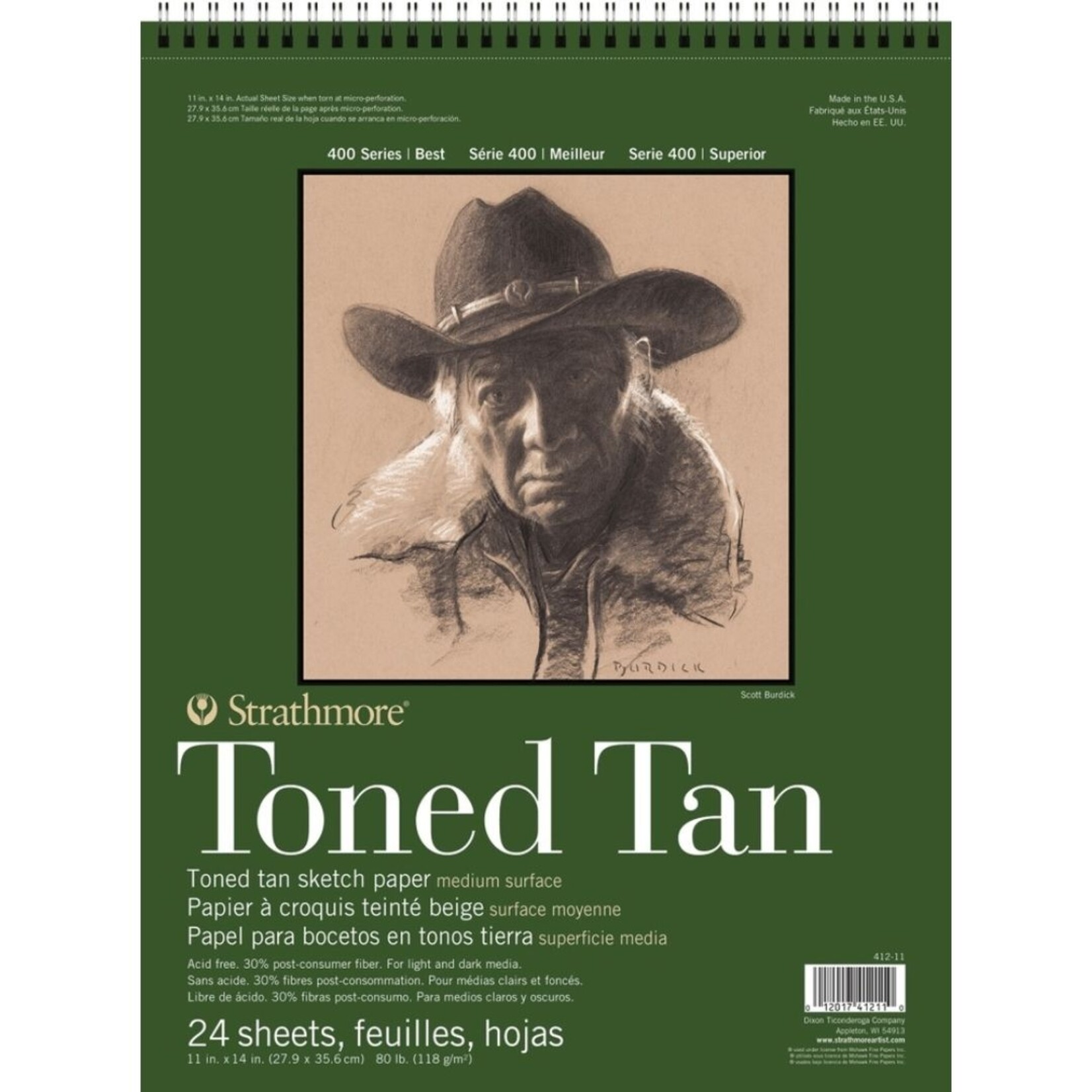 STRATHMORE STRATHMORE TONED TAN SKETCH PAPER PAD COIL BOUND 11X14" 80LB  24SHT