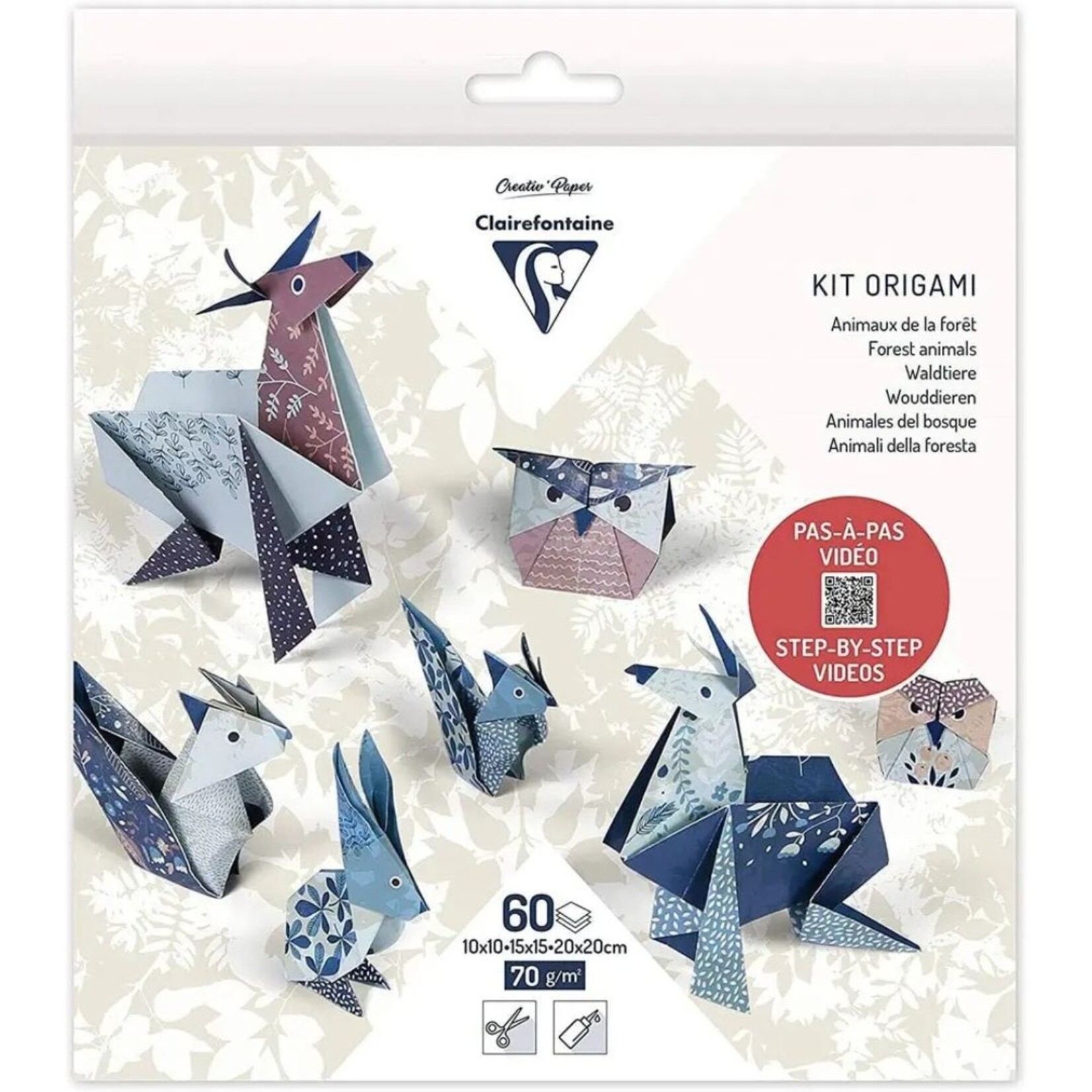 CLAIREFONTAINE ORIGAMI FOREST ANIMALS KIT 60/SHTS