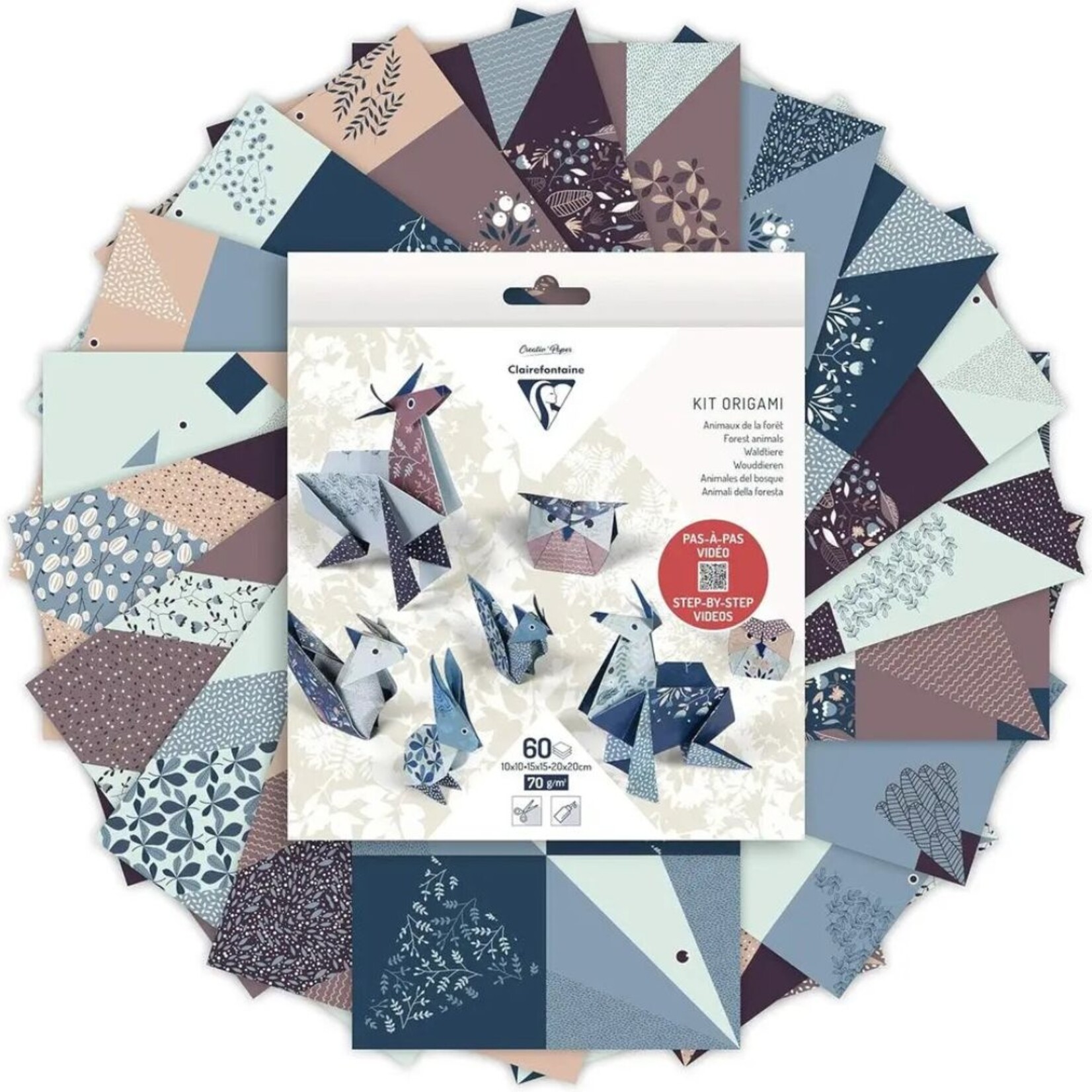 CLAIREFONTAINE ORIGAMI FOREST ANIMALS KIT 60/SHTS