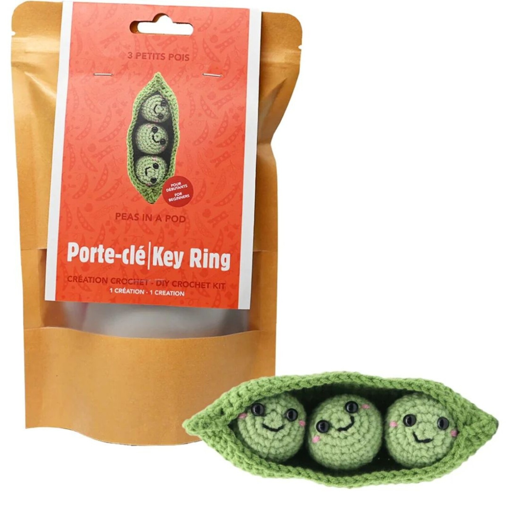 PBI ART DIY CROCHET KEY RING KIT PEAS IN A POD
