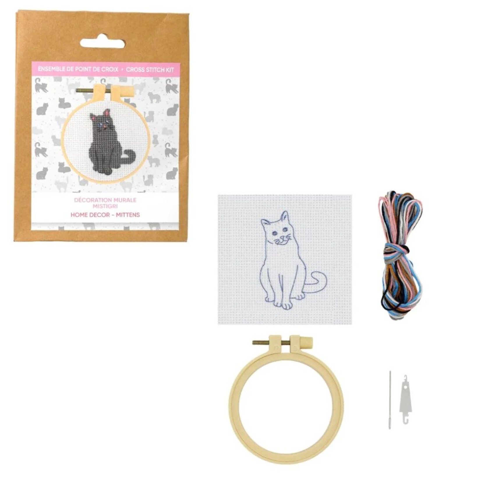 PBI ART CROSS STITCH KIT MITTENS KITTY