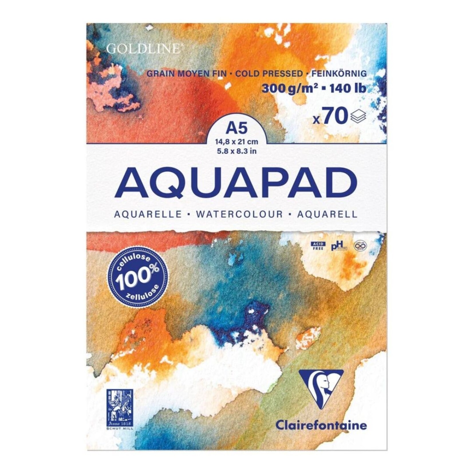 CLAIREFONTAINE AQUAPAD 5.75X8.25" 140LB 70/SHT
