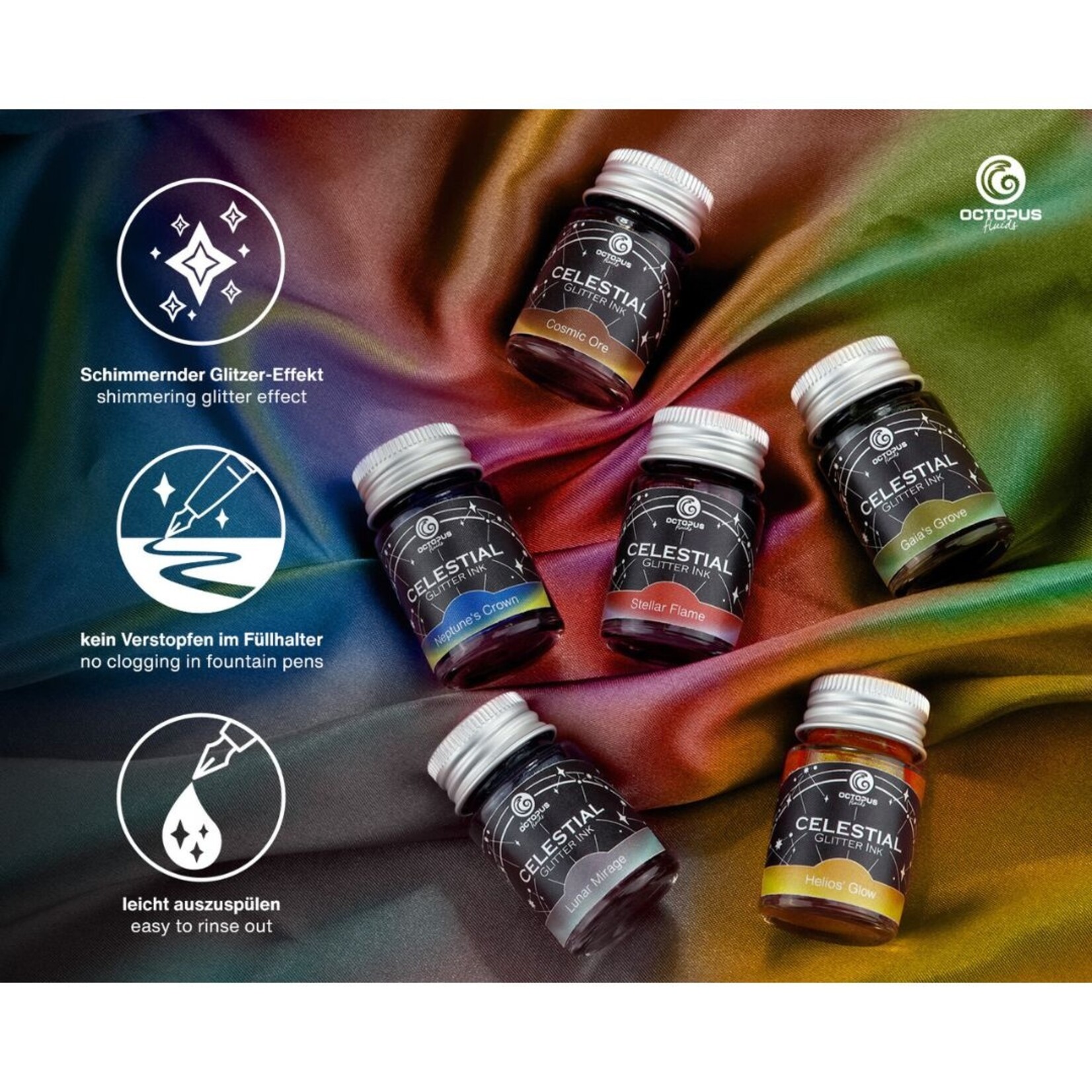 OCTOPUS CELESTIAL GLITTER INK 10ML NEPTUNE'S CROWN