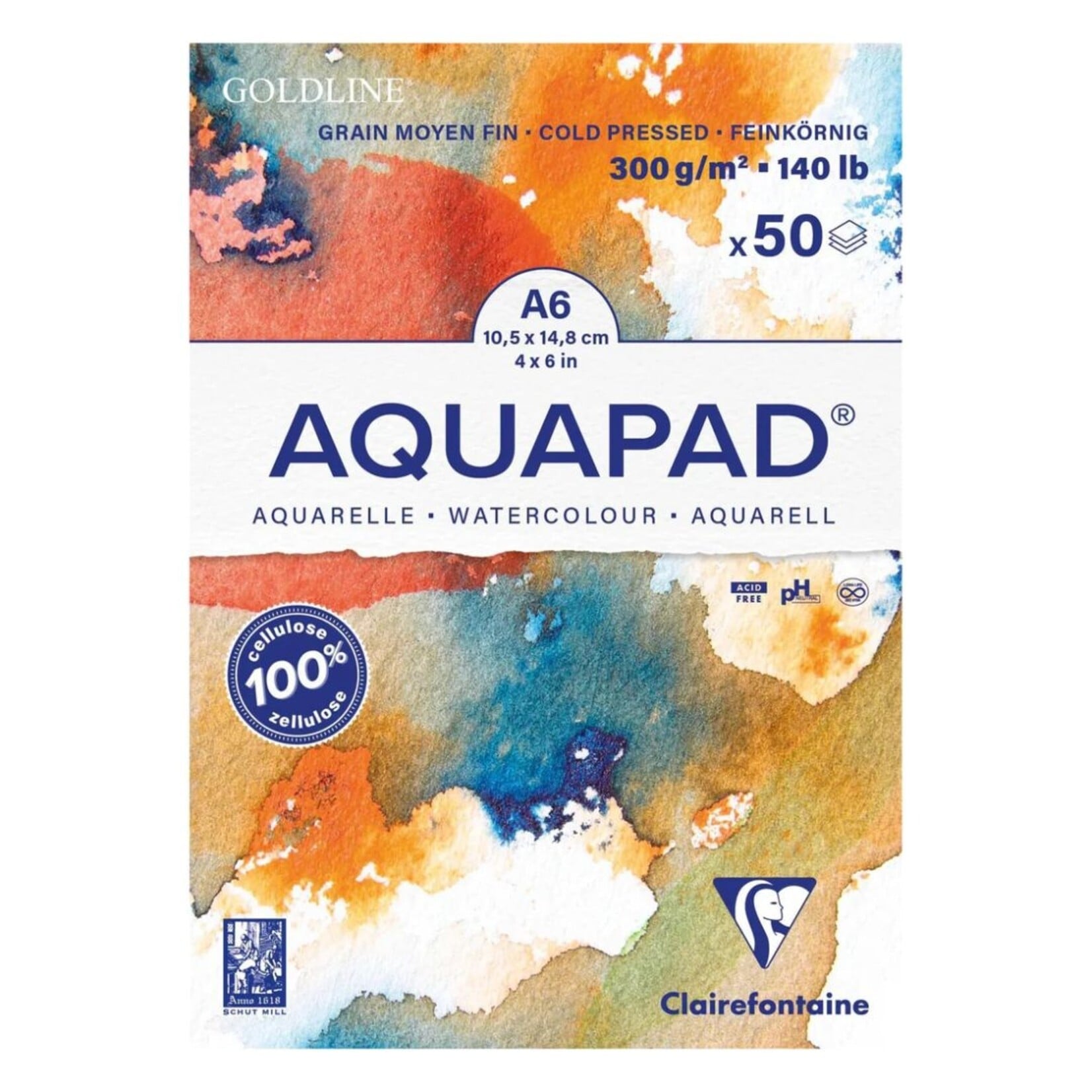 CLAIREFONTAINE AQUAPAD 4X6" 140LB 50/SHT