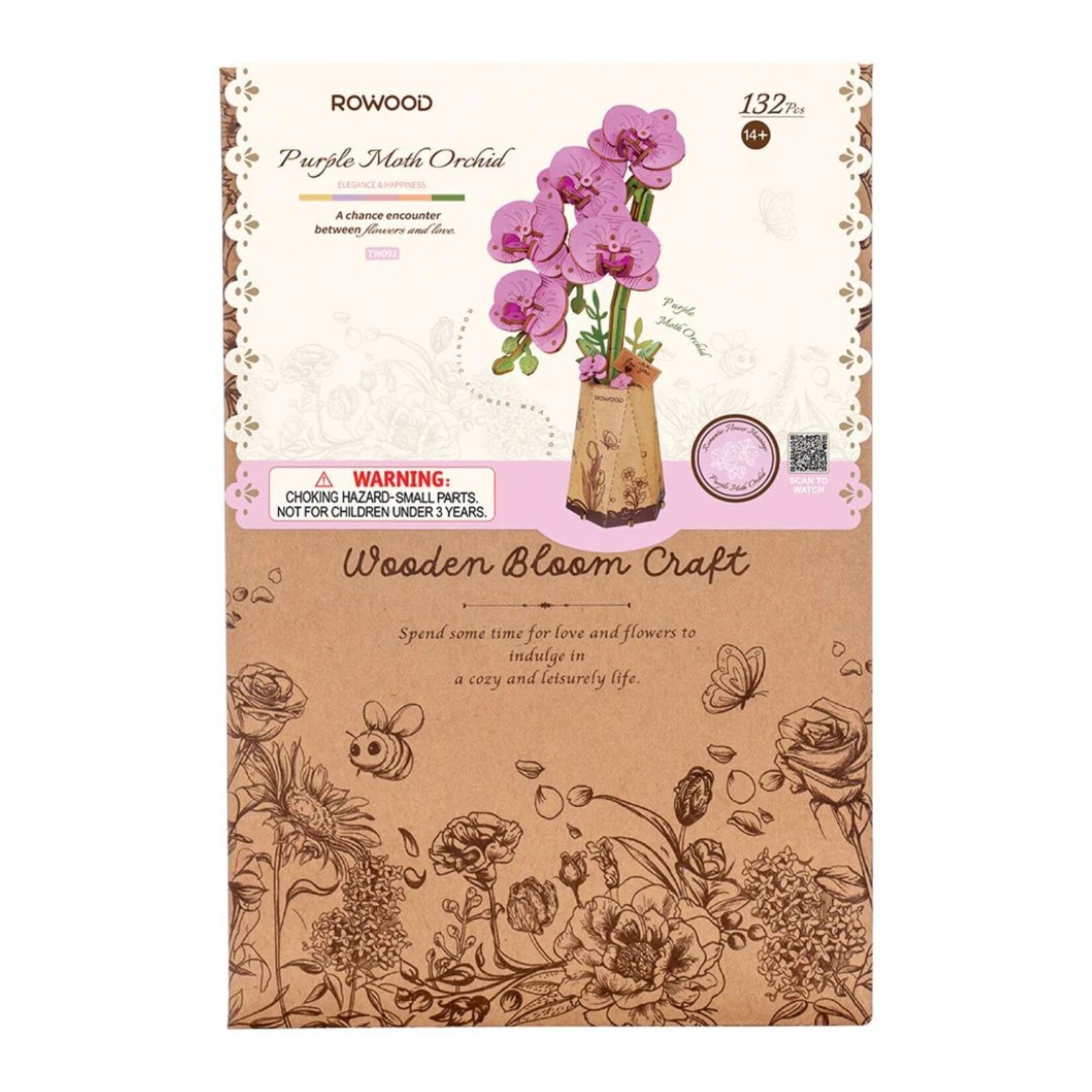 ROWOOD 3D WOODEN PUZZLE PURPLE MOTH ORCHID
