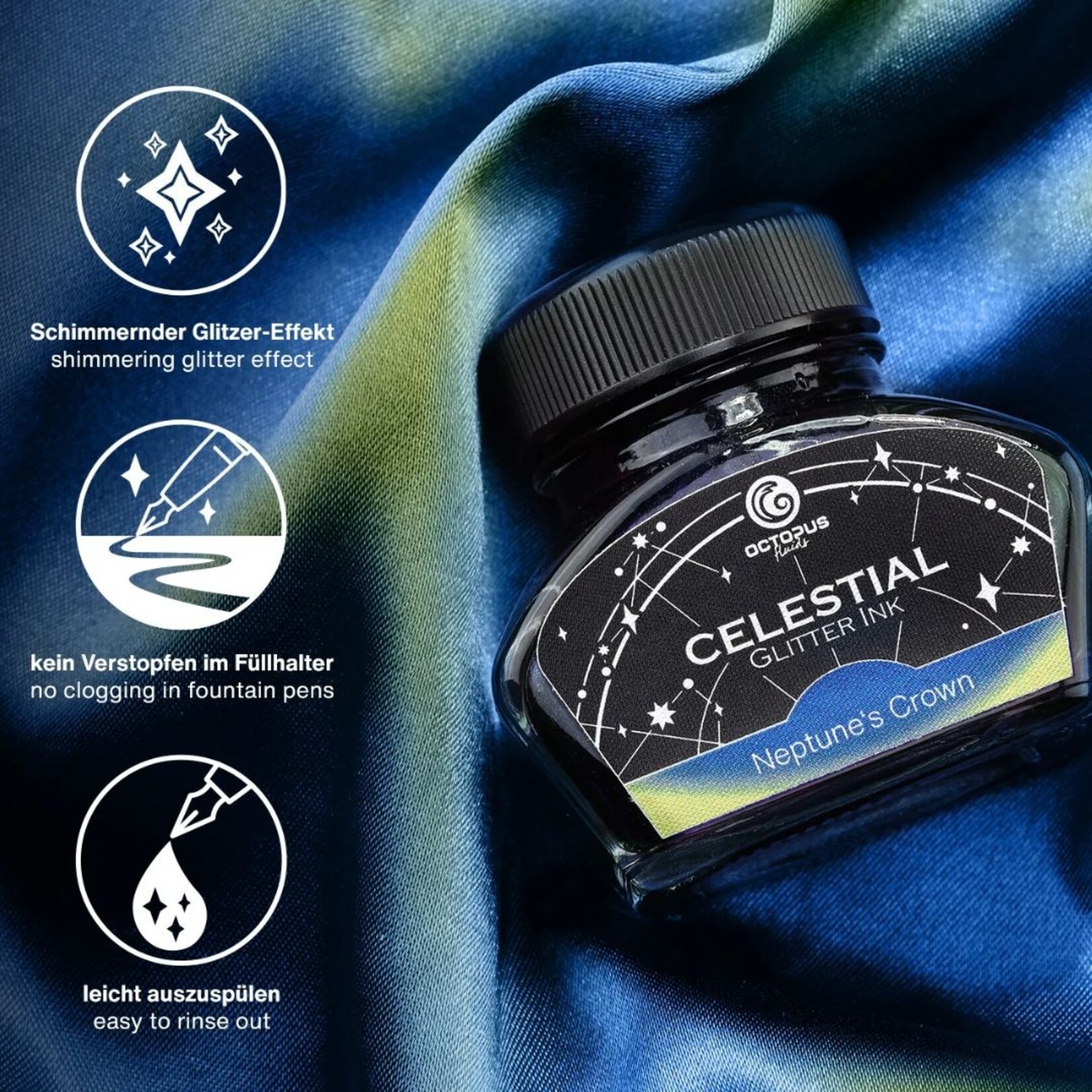 OCTOPUS CELESTIAL GLITTER INK 30ML NEPTUNE'S CROWN