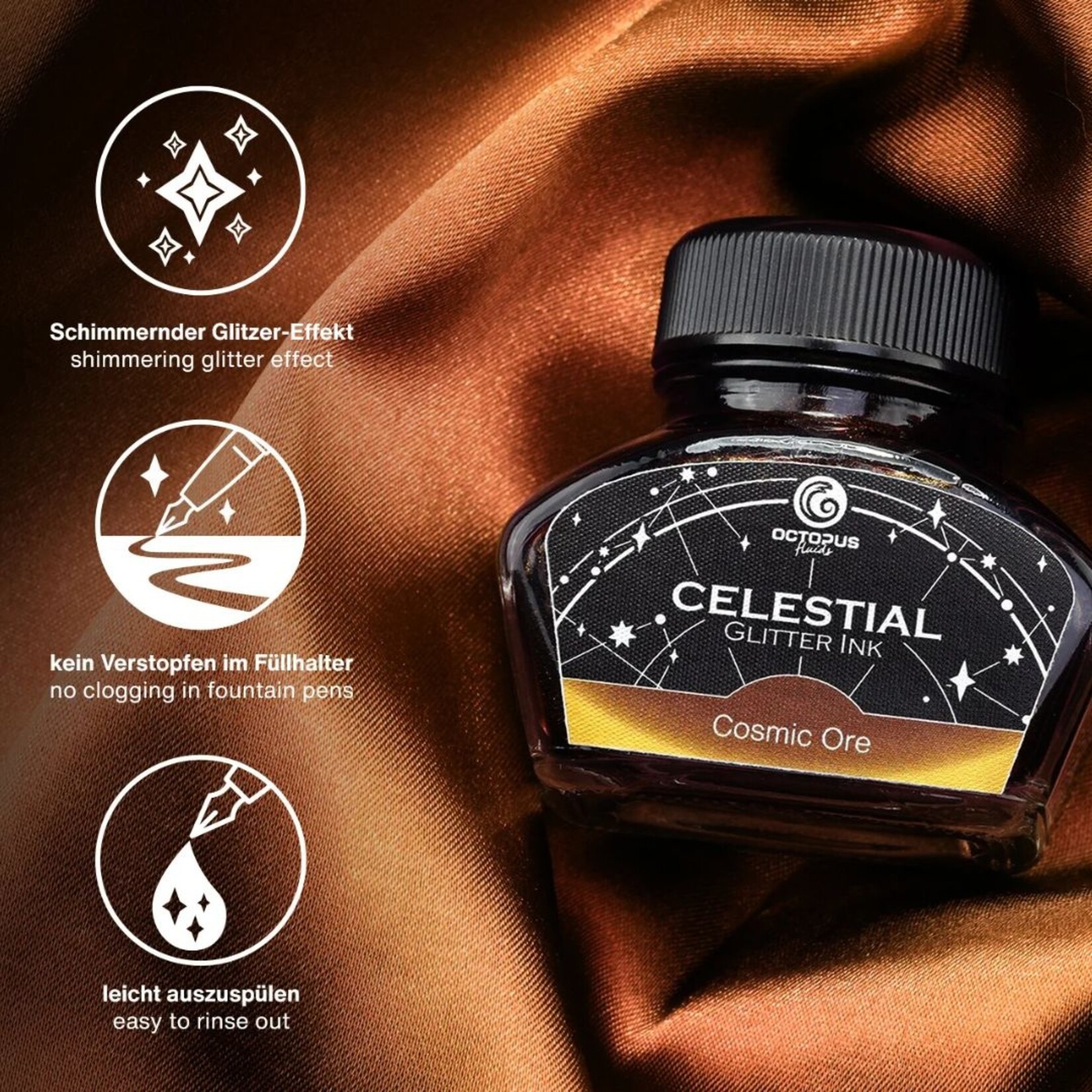 OCTOPUS CELESTIAL GLITTER INK 30ML COSMIC ORE