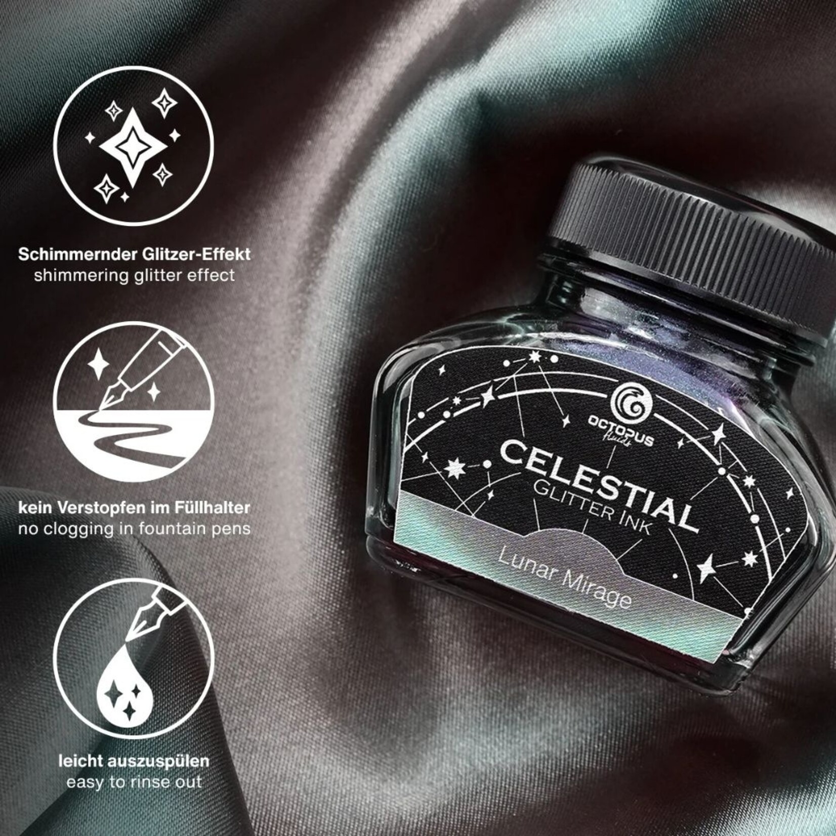 OCTOPUS CELESTIAL GLITTER INK 30ML LUNAR MIRAGE