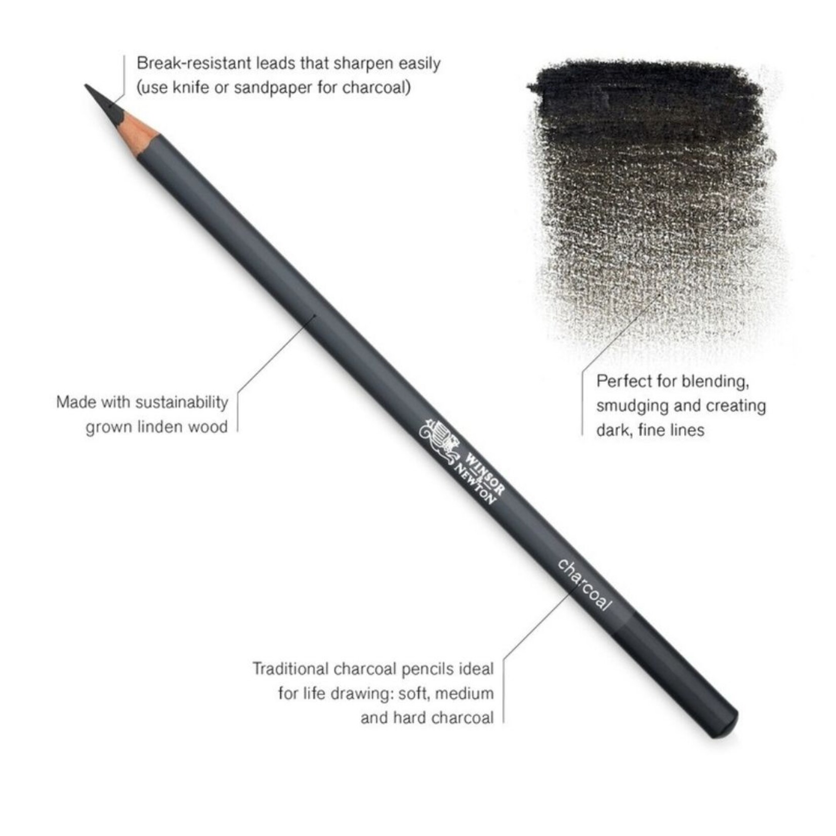 WINSOR & NEWTON STUDIO CHARCOAL PENCIL SET/6
