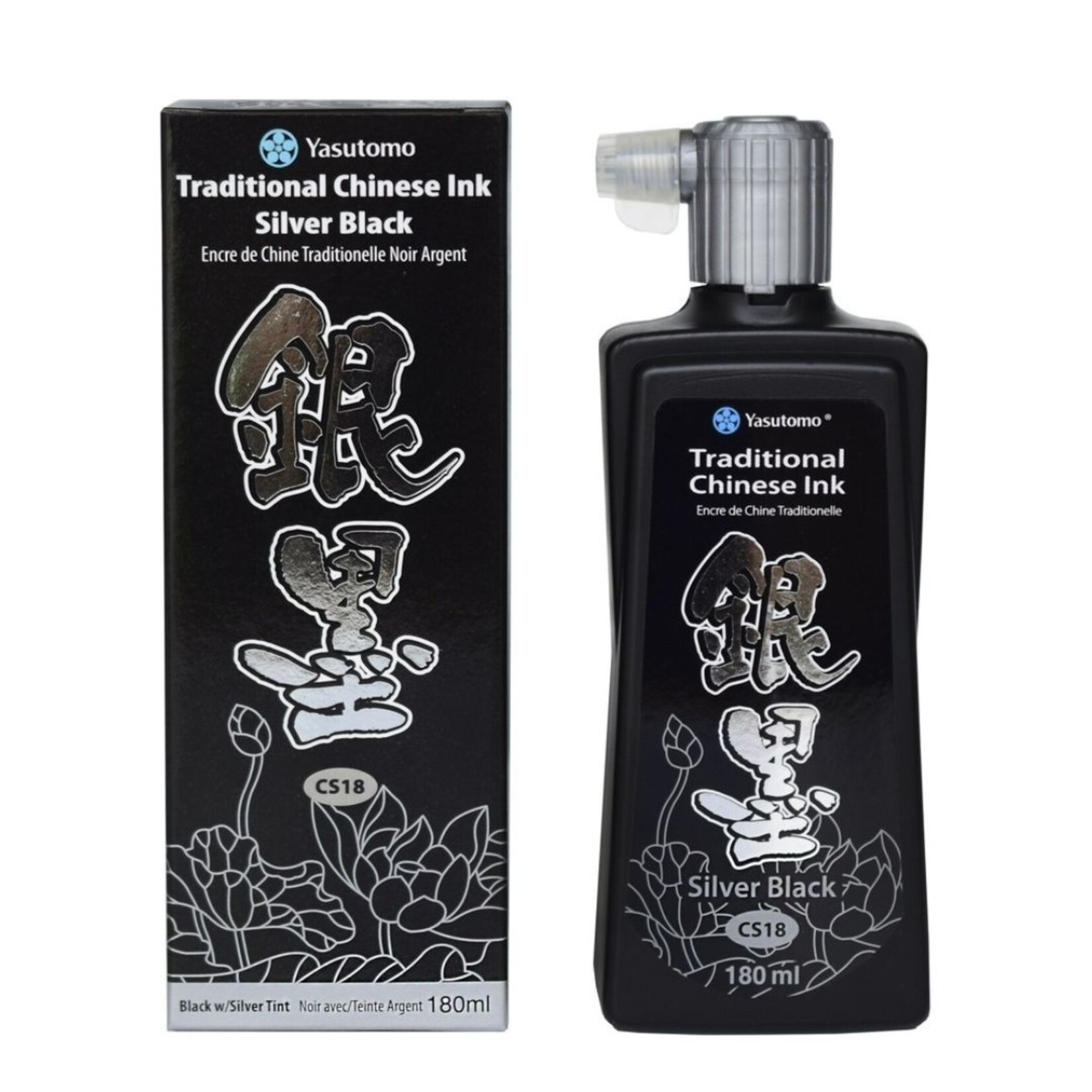 CREATEX YASUTOMO TRADITIONAL CHINESE INK 180ML SILVER BLACK