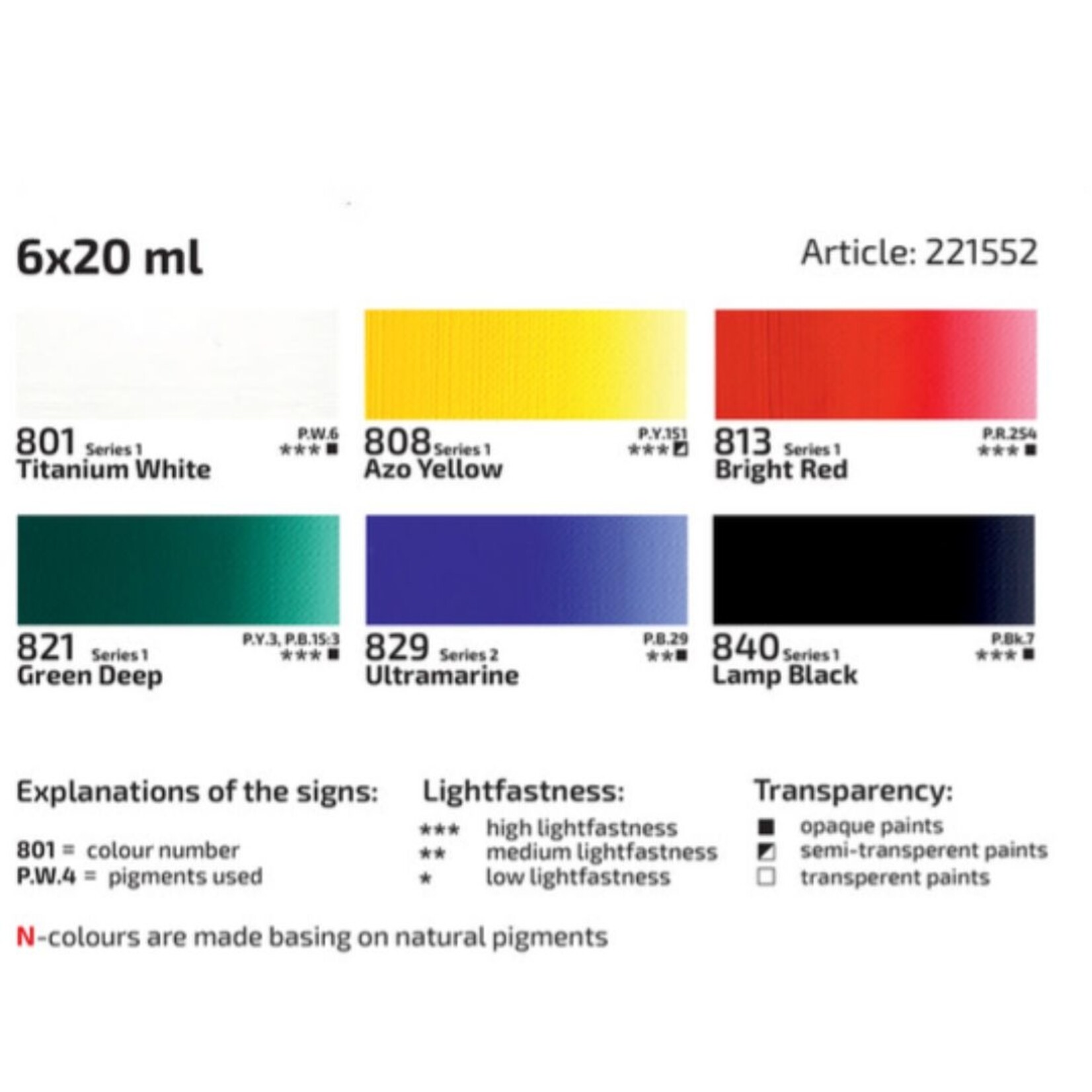 ROSA GALLERY GOUACHE 20ML 6/SET